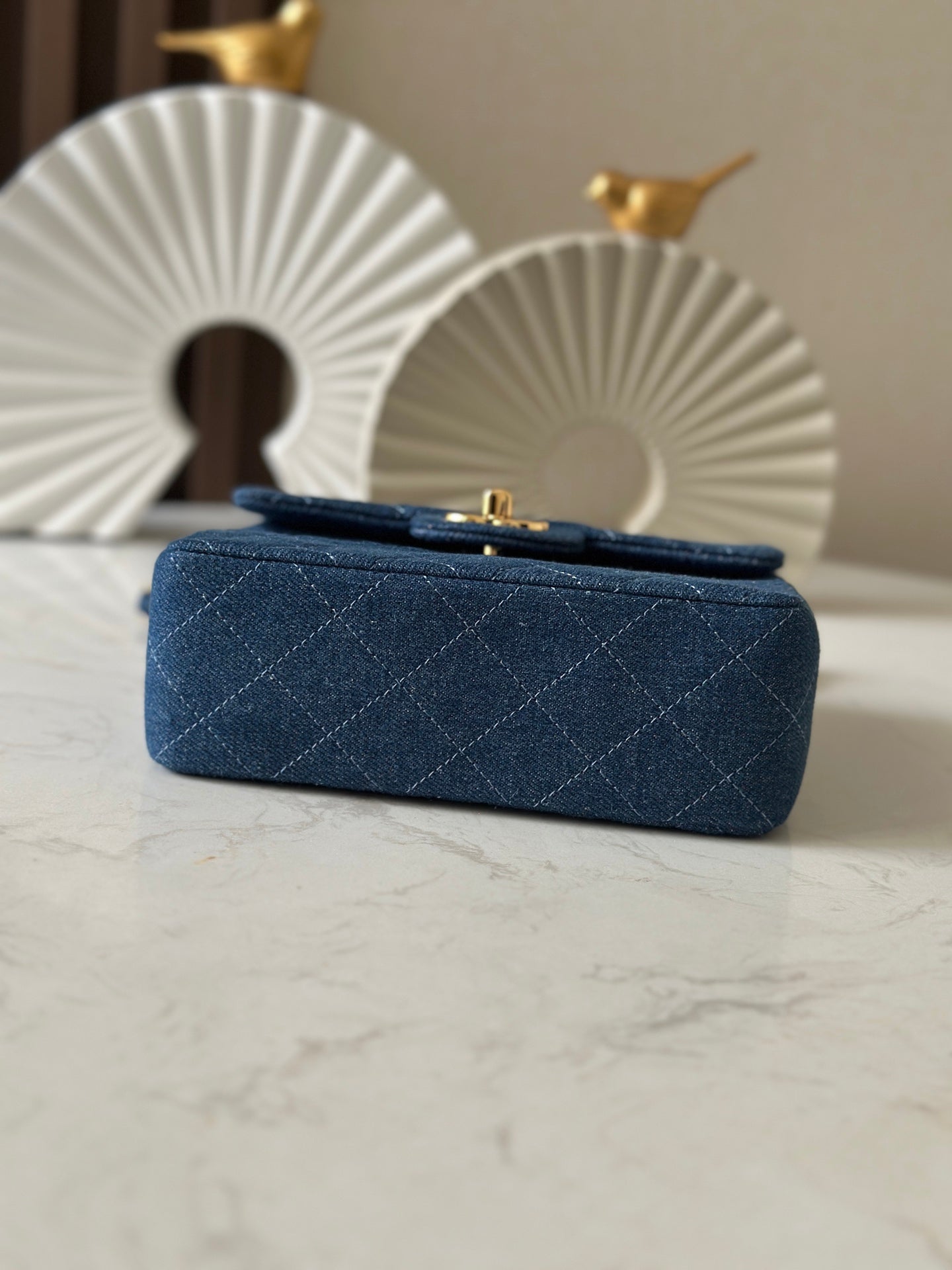 CC Mini Classic Handbag Blue Denim GHW