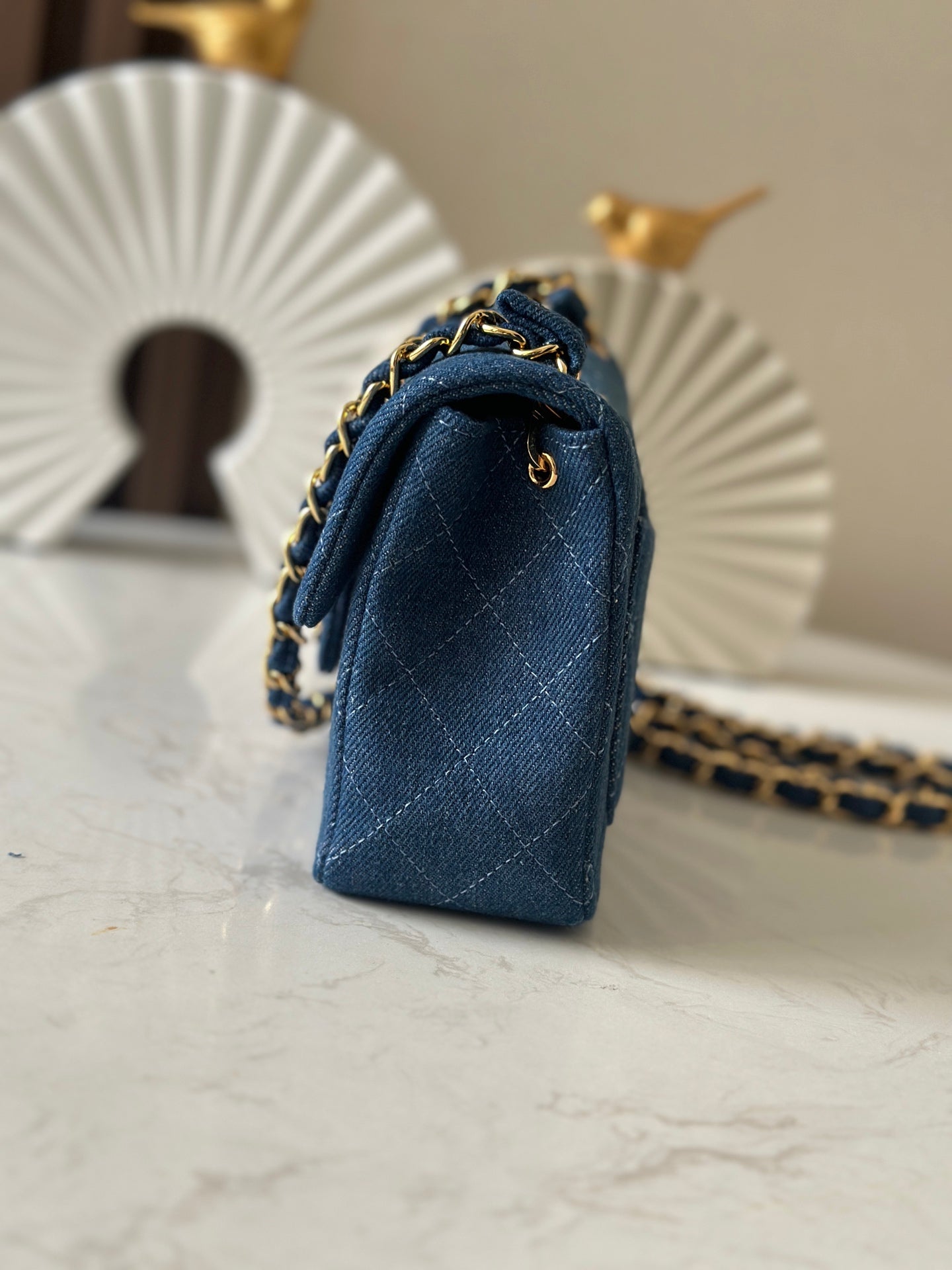 CC Mini Classic Handbag Blue Denim GHW