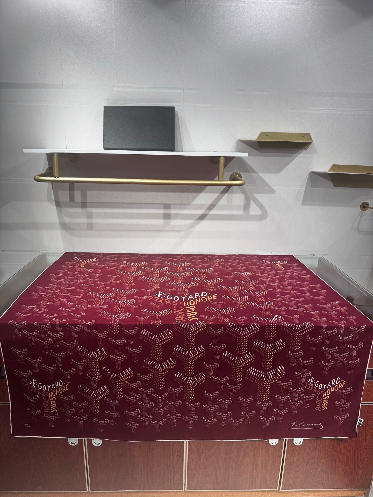 Goyard Shawl Scarf 140x140cm Burgundy Twill Silk 209995