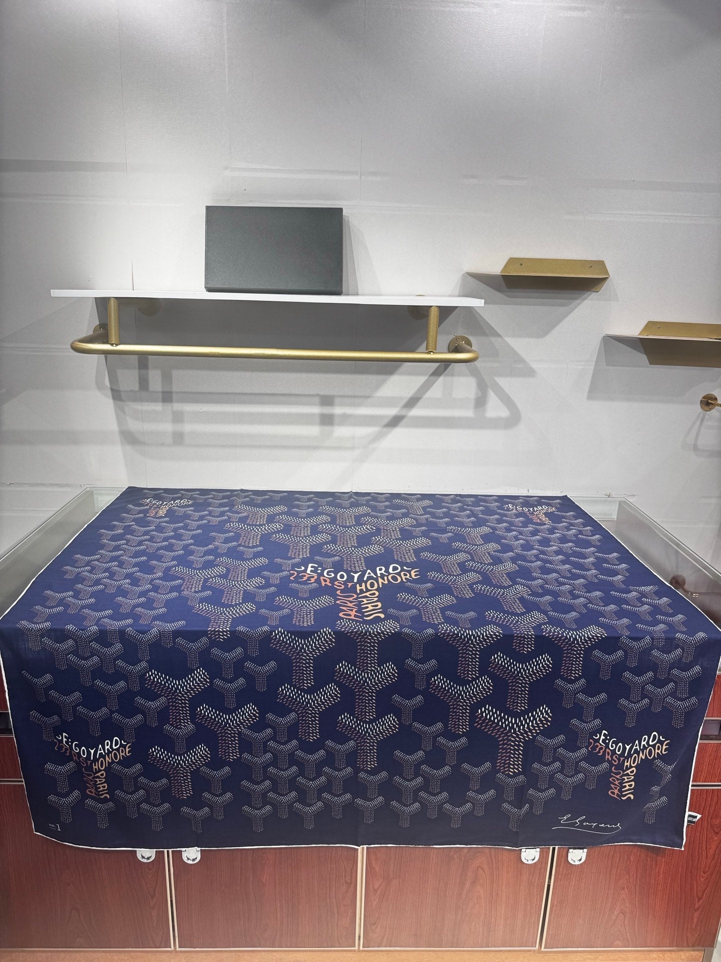Goyard Shawl Scarf 140x140cm Navy Blue Twill Silk 209997