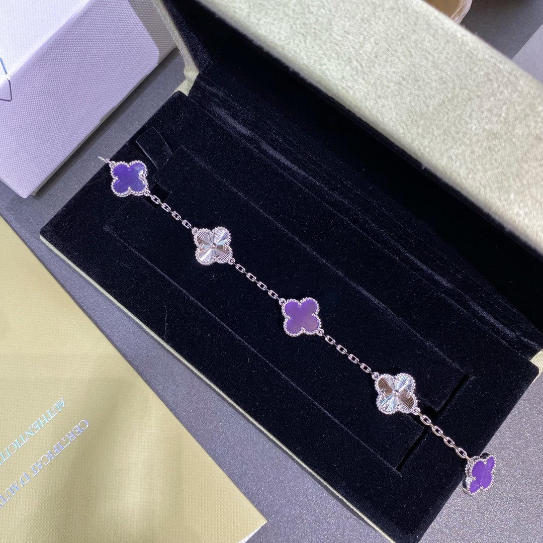 VCA Clover Vintage Violet 5 Motifs Sliver Bracelet