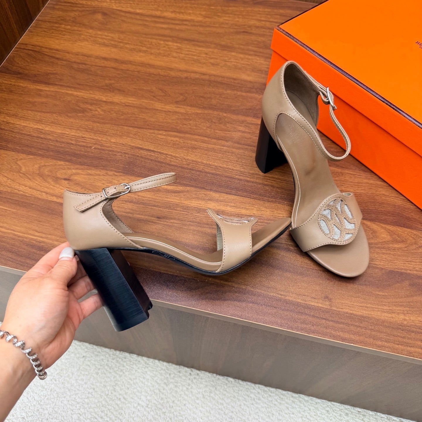 HM 26s Marquise Sandal 85mm In Taupe Calfskin
