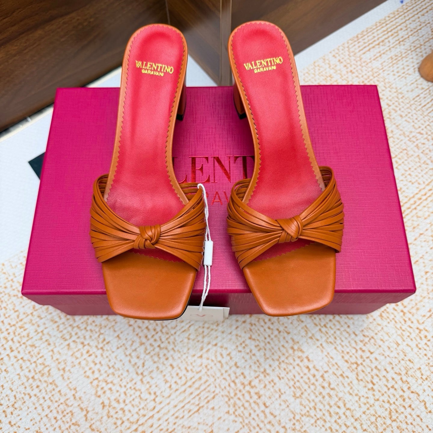 VT 26s Annet Mules 6.5cm Orange Woven Leather 974330