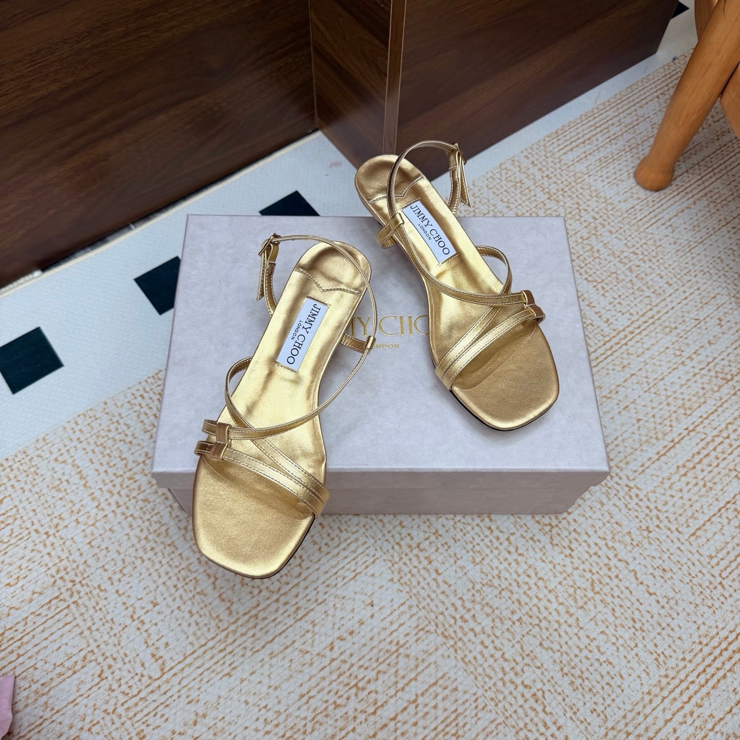 JC 26s Cleo Mule 45 Sandals 4cm Gold Metallic Leather 974194