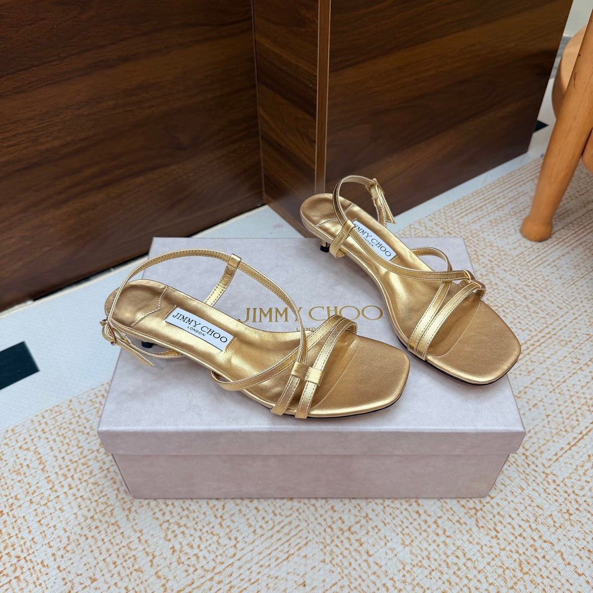 JC 26s Cleo Mule 45 Sandals 4cm Gold Metallic Leather 974194