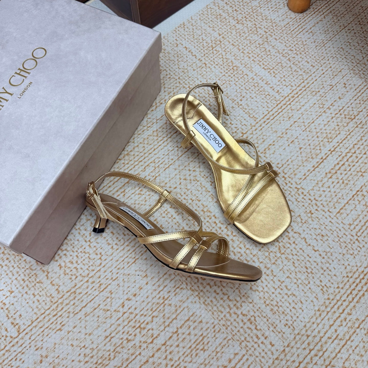 JC 26s Cleo Mule 45 Sandals 4cm Gold Metallic Leather 974194
