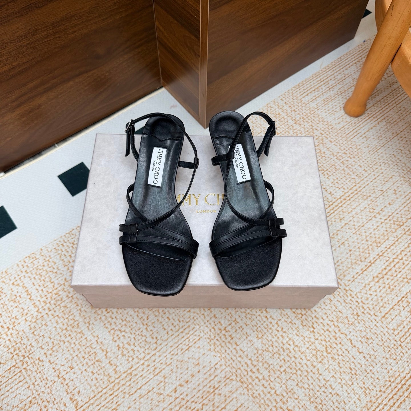 JC 26s Cleo Mule 45 Sandals 4cm Black Nappa Leather 974191