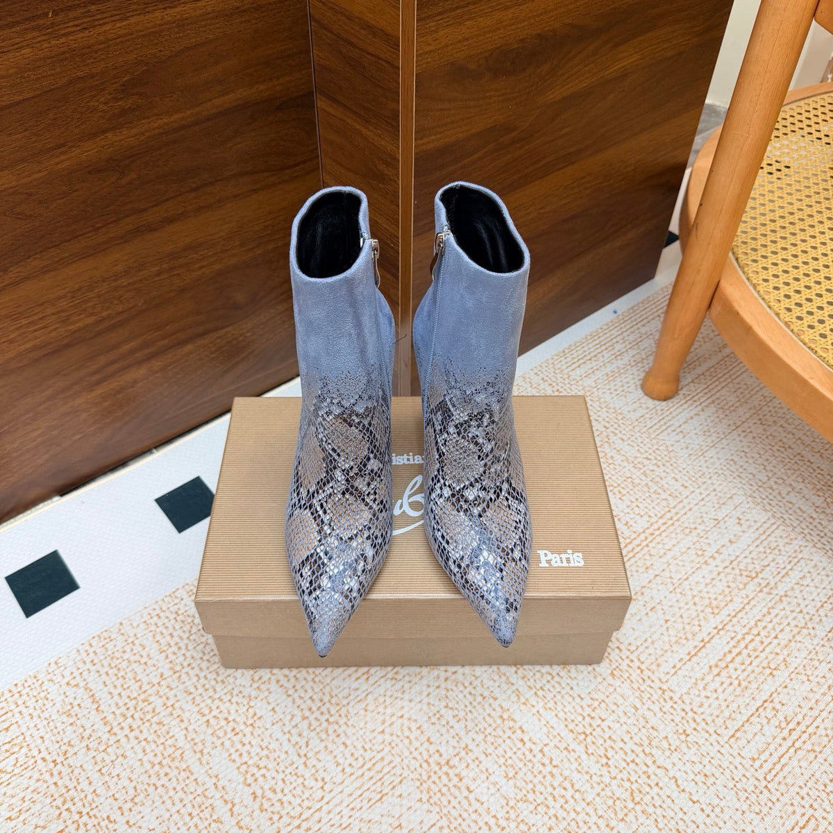 CL 26s So Kate Ankle Boots 10.5cm Blue Python Suede Leather 973836