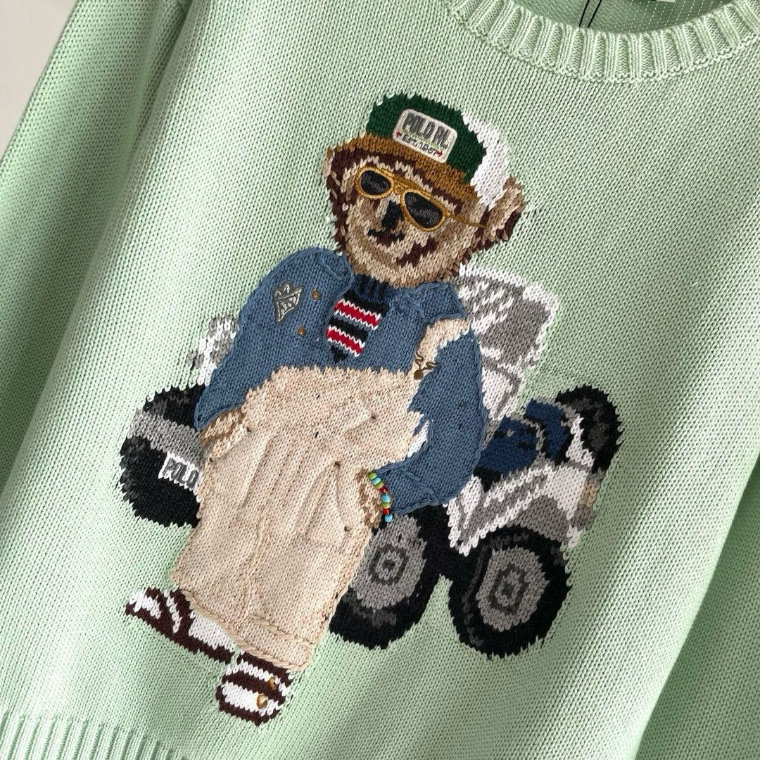 Ralph Lauren 2026 Yellow Scarf Bear Crewneck Sweater Cotton Linen 438273
