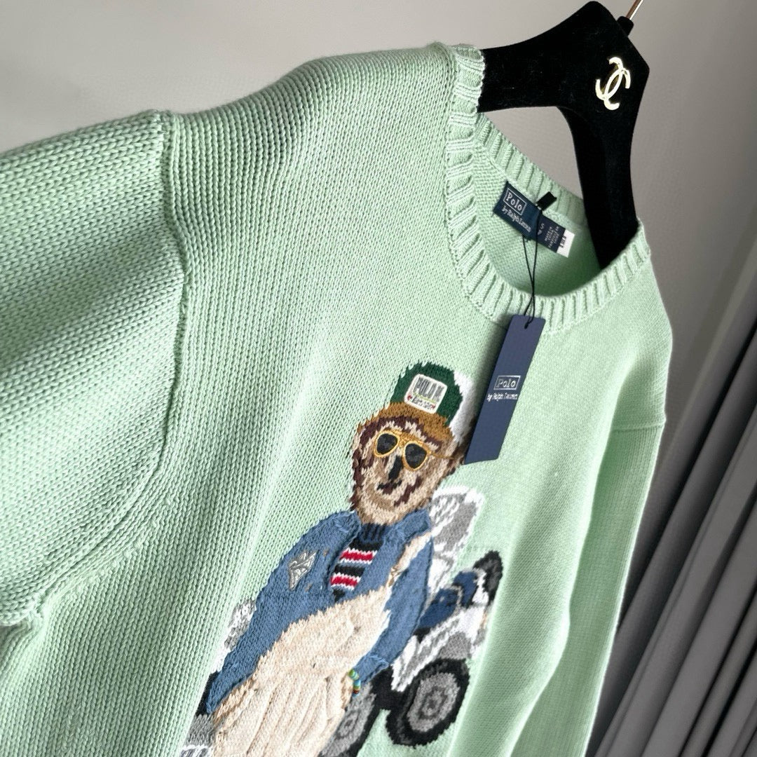 Ralph Lauren 2026 Yellow Scarf Bear Crewneck Sweater Cotton Linen 438273