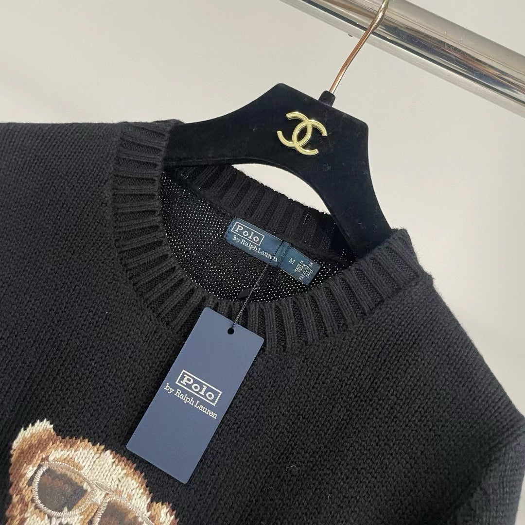 Ralph Lauren 2026 Aviator Bear Intarsia Knit Crewneck Sweater Wool 438273