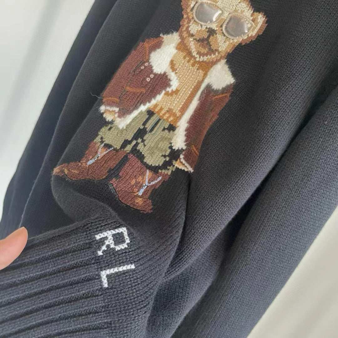 Ralph Lauren 2026 Aviator Bear Intarsia Knit Crewneck Sweater Wool 438273