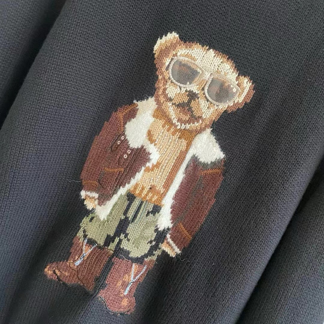 Ralph Lauren 2026 Aviator Bear Intarsia Knit Crewneck Sweater Wool 438273