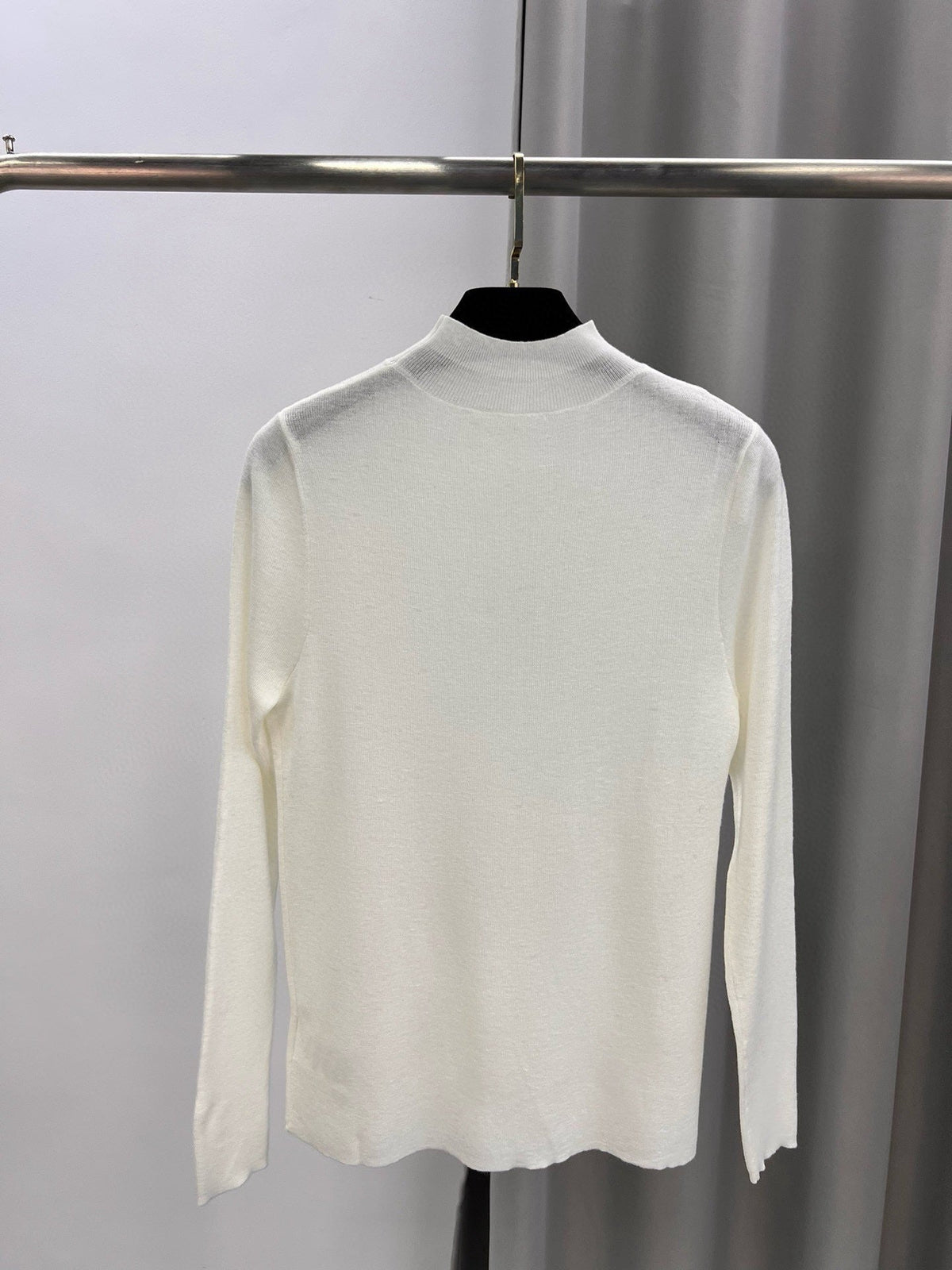 YSL Brooch Mock Neck Sweater Virgin Wool 438269