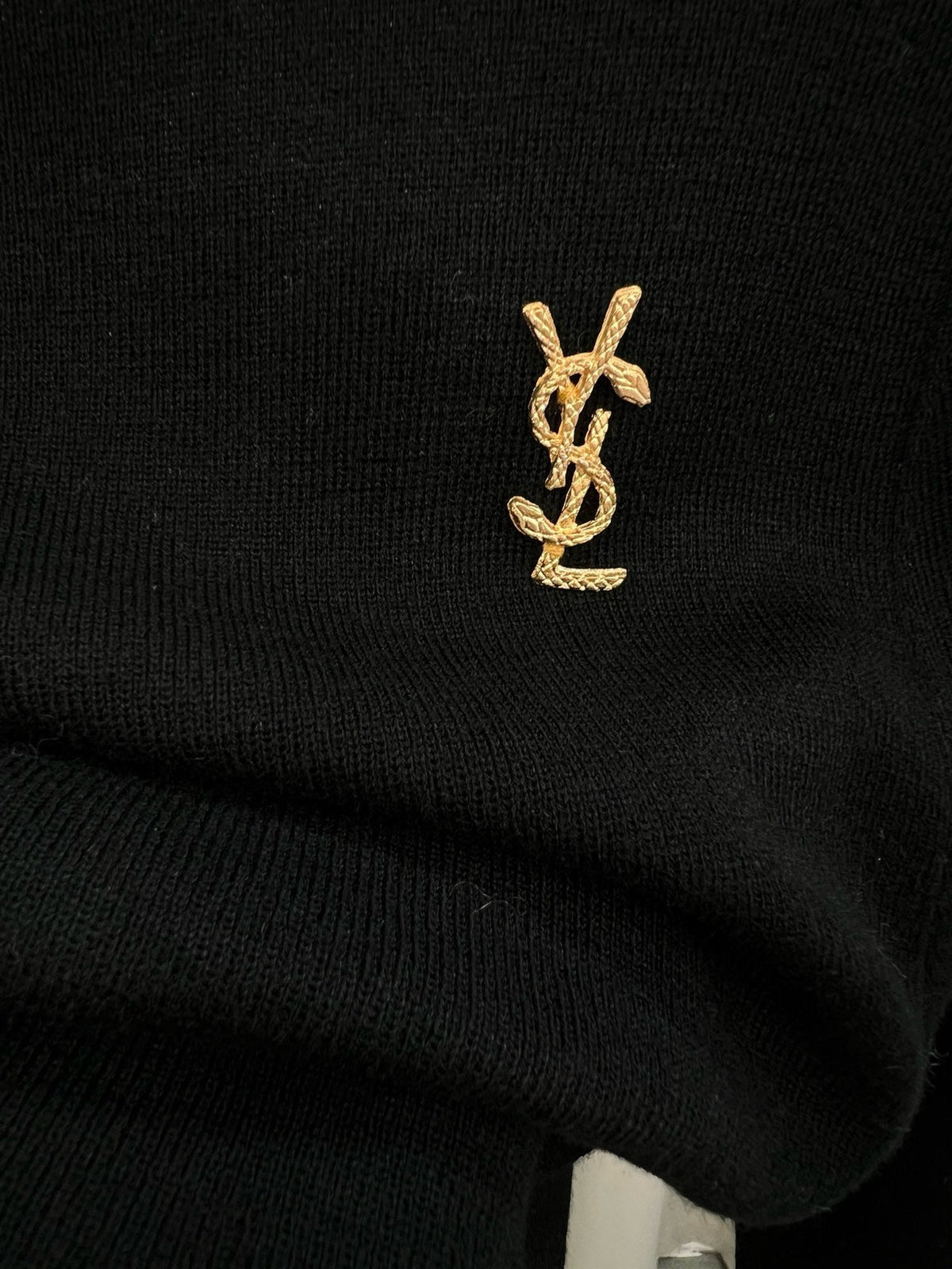 YSL Logo Embroidery Turtleneck Sweater Virgin Wool 438261