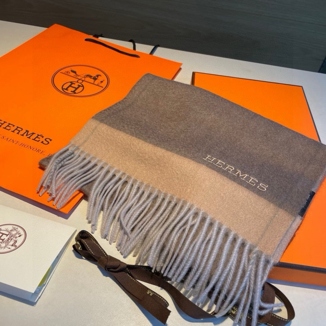 Scarf 180 CM In Brown Mix Beige Cashmere  398203