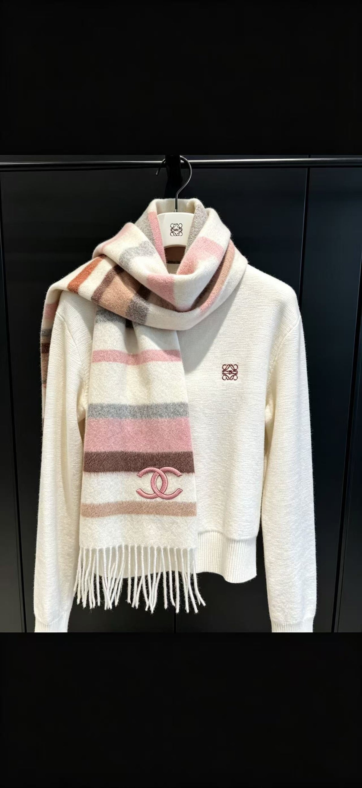 CC 26s Multicolor Striped Pink CC Fringe Scarf 30x180cm 534837