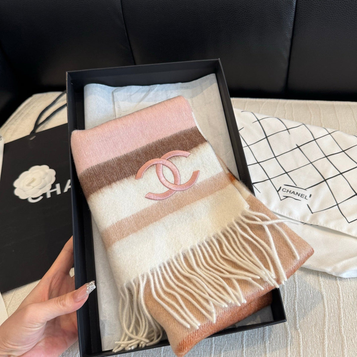 CC 26s Multicolor Striped Pink CC Fringe Scarf 30x180cm 534837