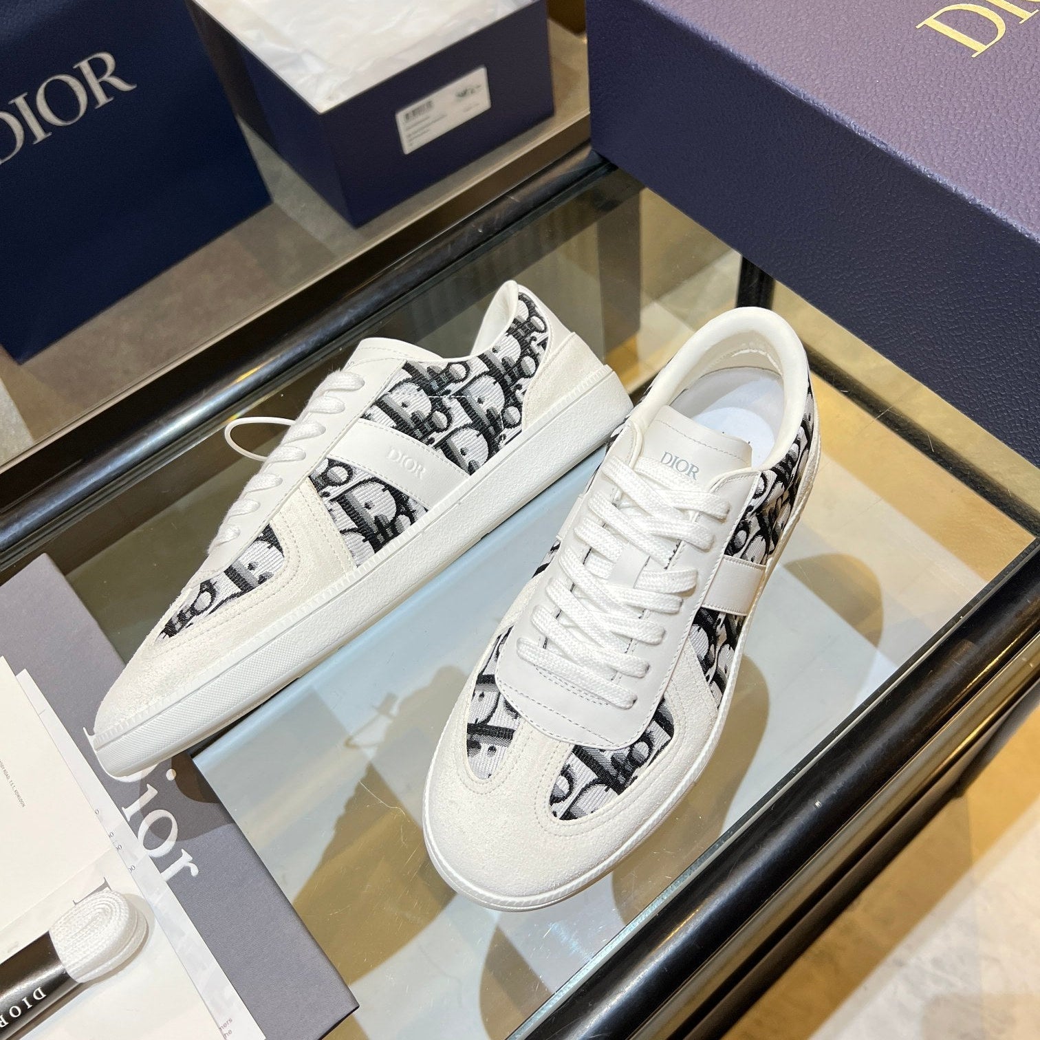 CD 26s B01 Matchpoint Sneaker White Black Fabric Calfskin 924608