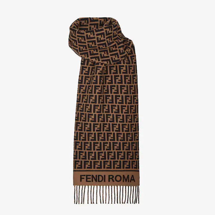 Fendi FF Monogram 180x45cm Dark Brown Wool 136599