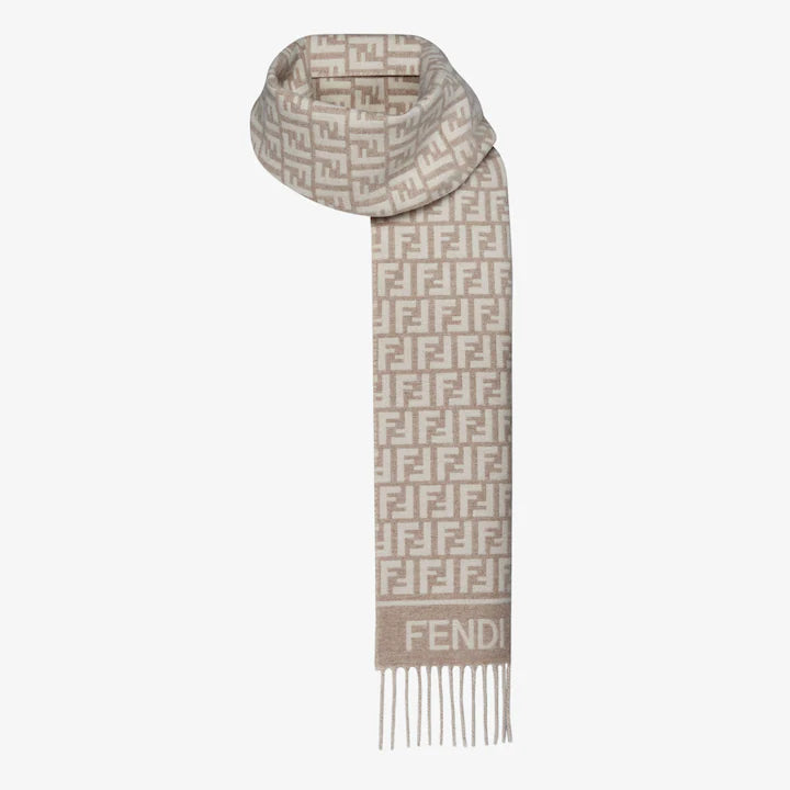 Fendi FF Monogram 180x45cm Grey Beige Wool 136598