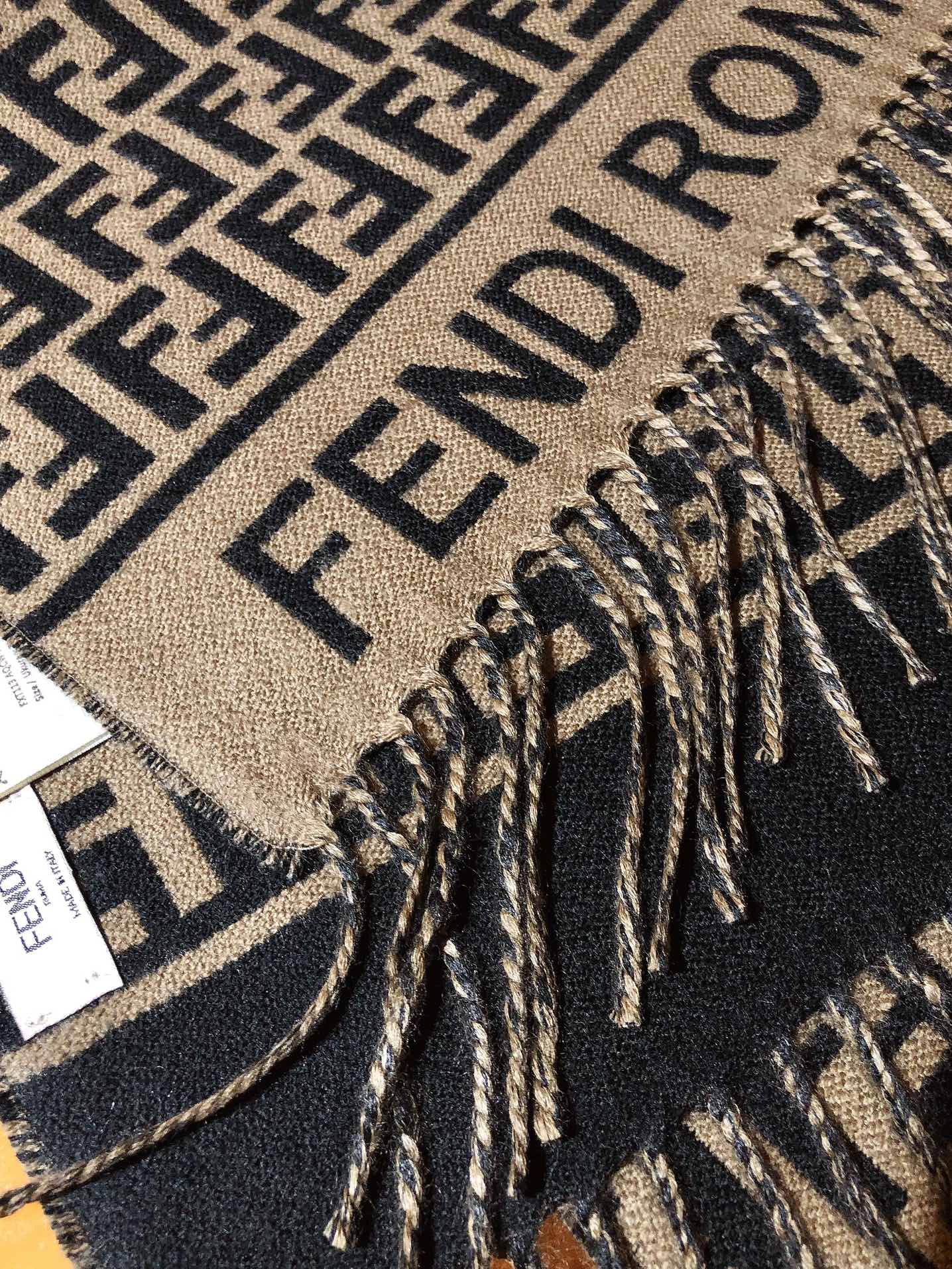 Fendi FF Monogram 180x45cm Dark Brown Wool 136599