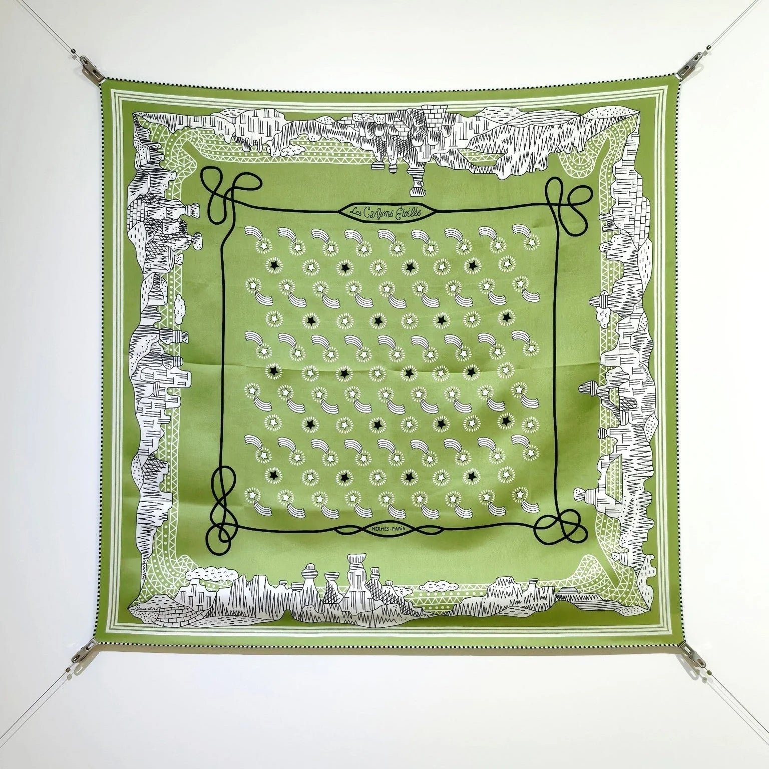 HM 26ss Amazon Scarf 90 Green Twill Silk 126313