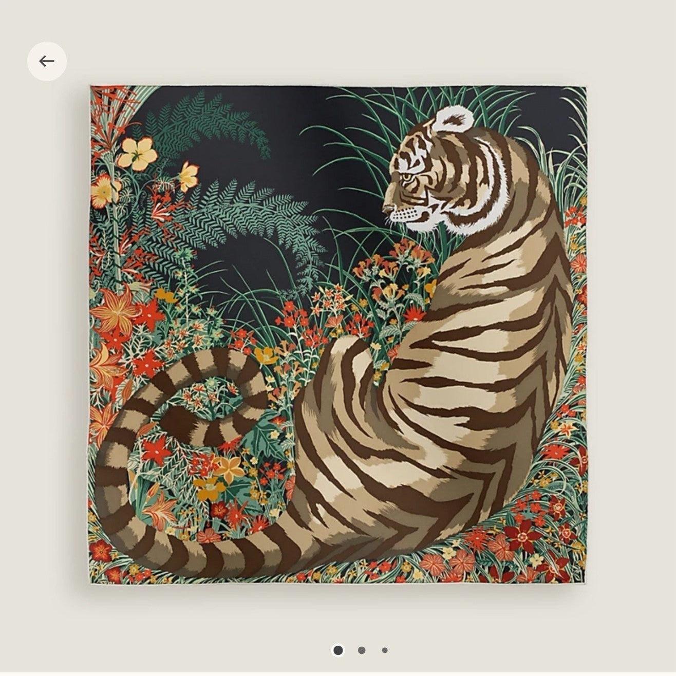 HM Tiger in Full Bloom 90 CM Black Colorful Cashmere and Silk 293071