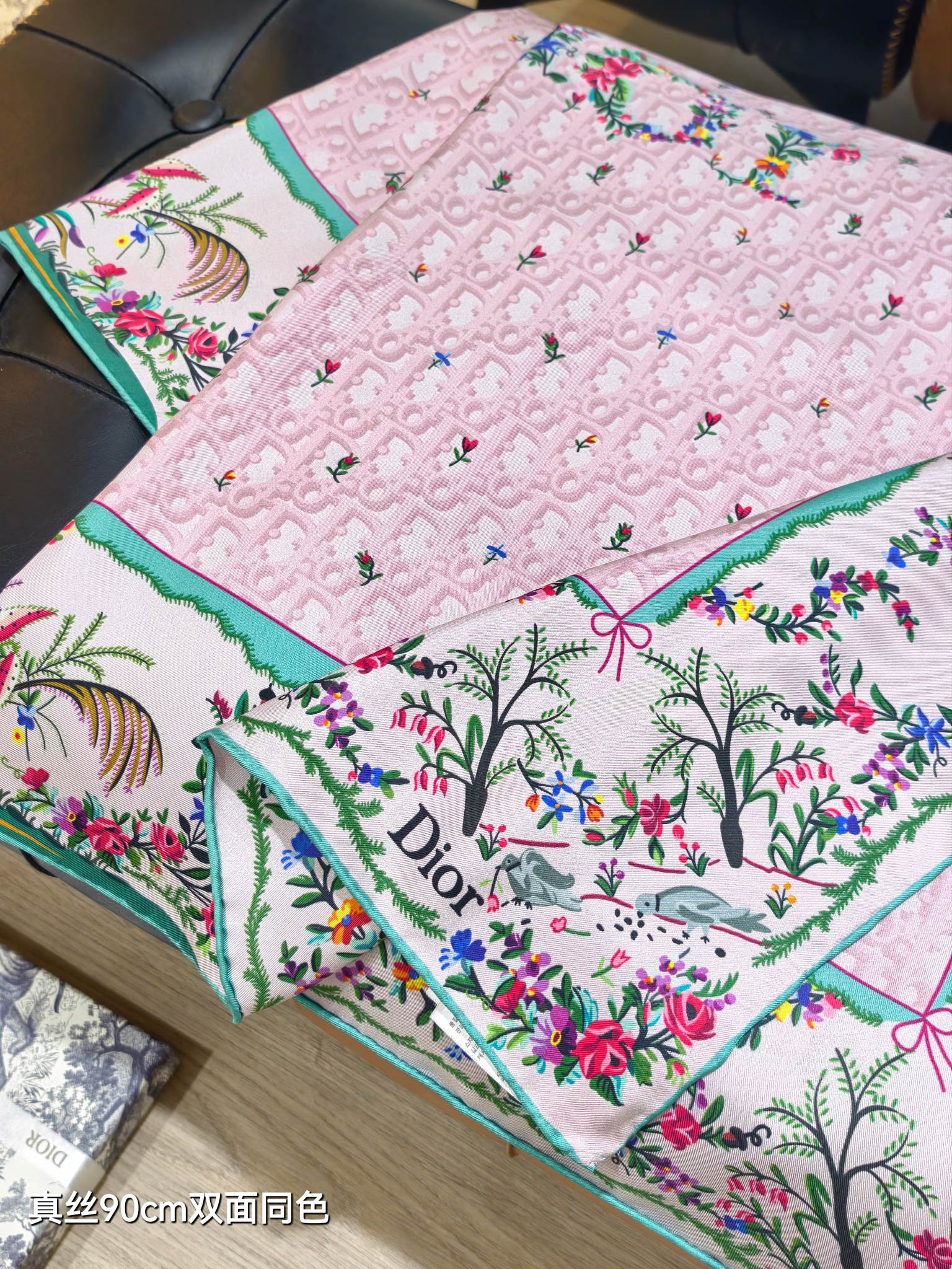 CD Dioramour Scarf 90x90 Light Pink ColorfulTwill Silk 212079