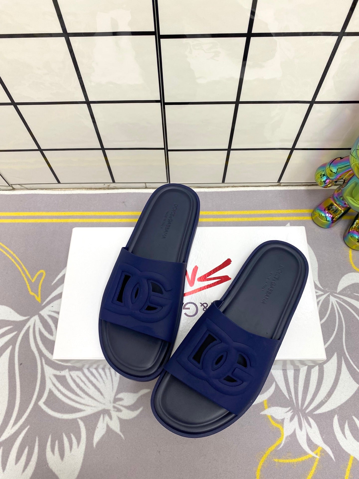 Dc Slipper Black & Navy Blue Rubber 361633