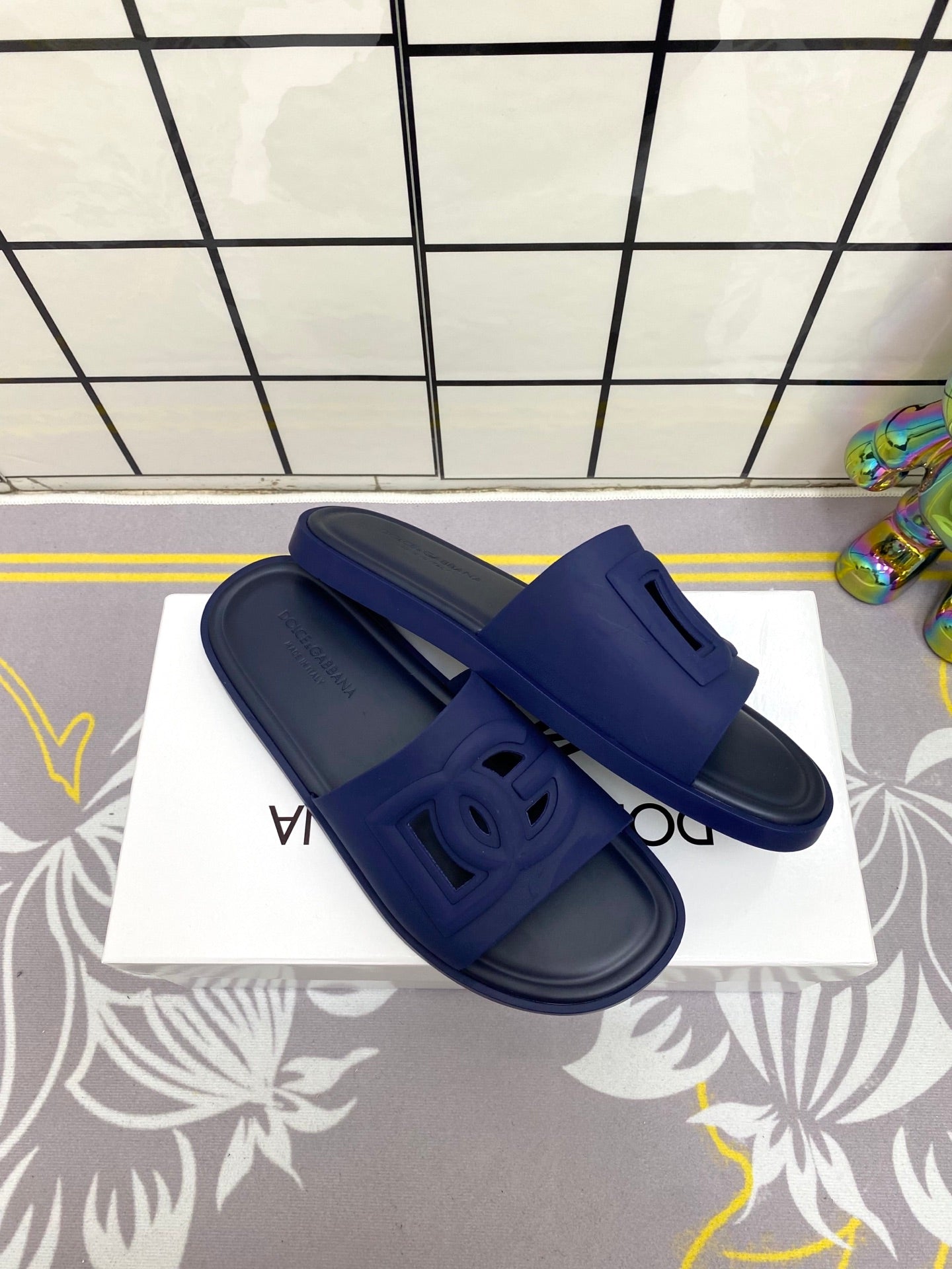 Dc Slipper Black & Navy Blue Rubber 361633