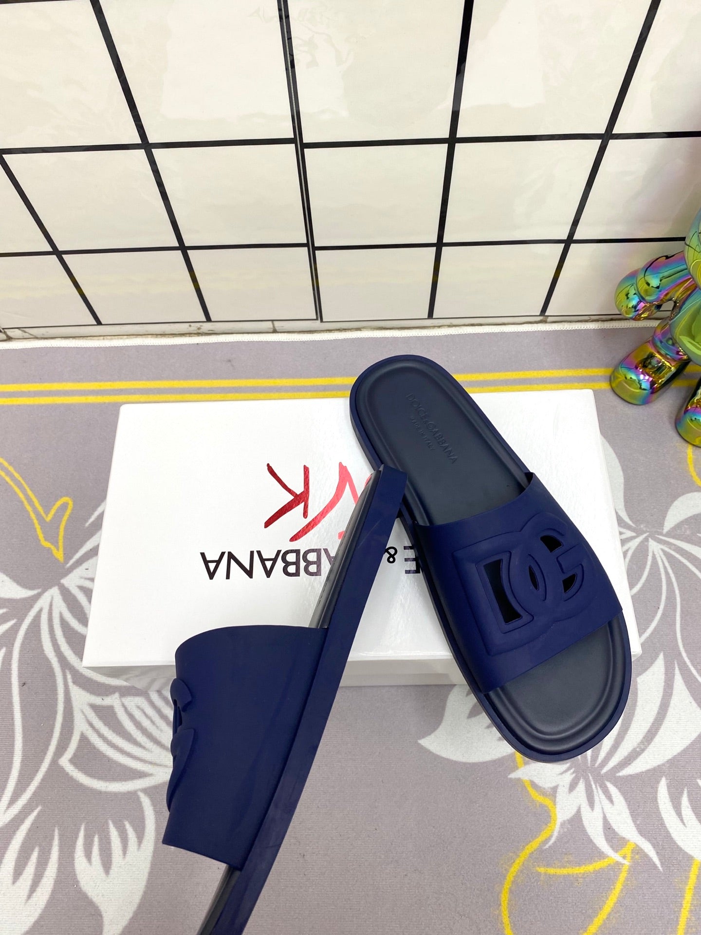 Dc Slipper Black & Navy Blue Rubber 361633