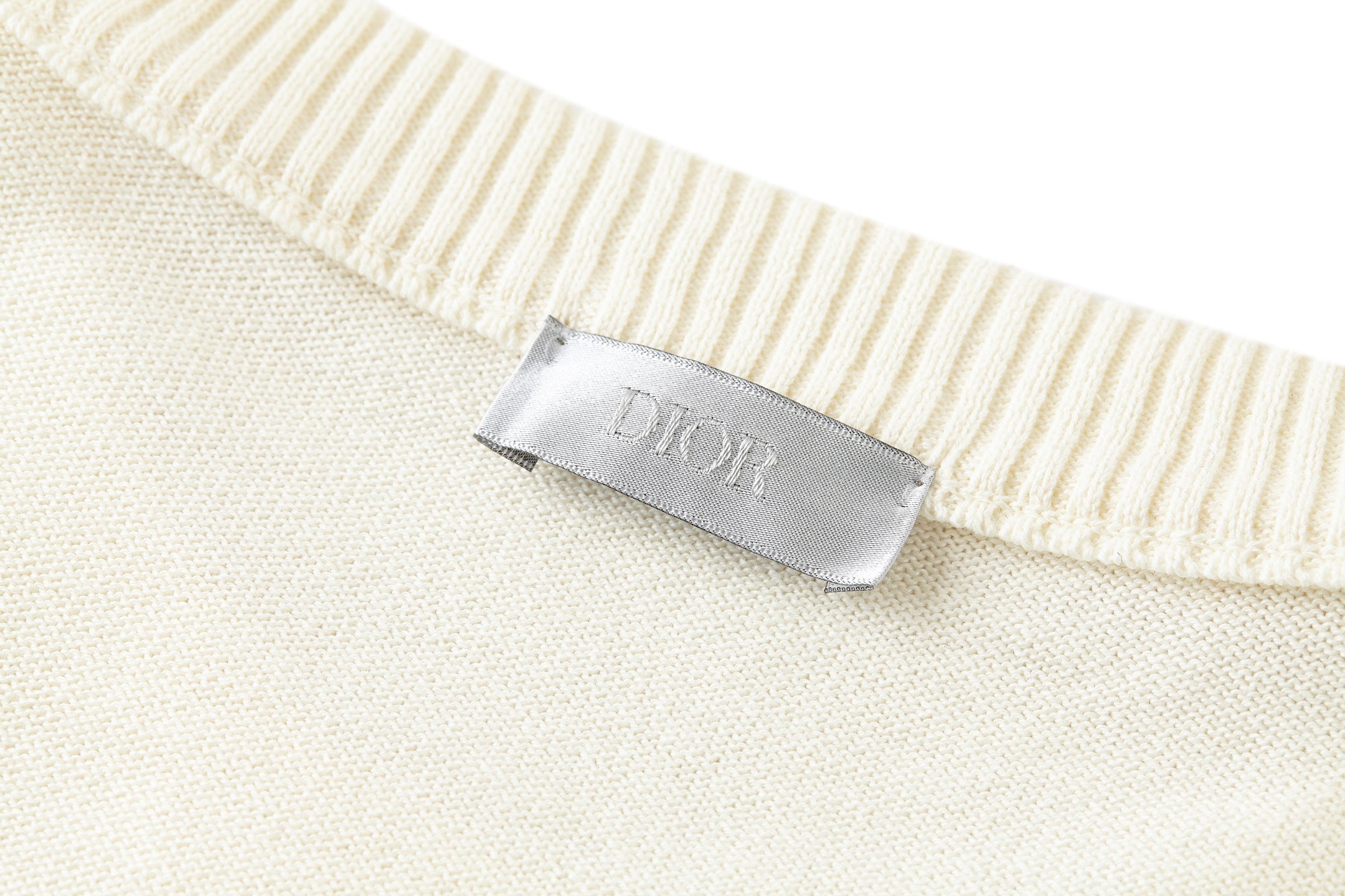 CD Embroidered Logo Sweater Beige Wool Cotton