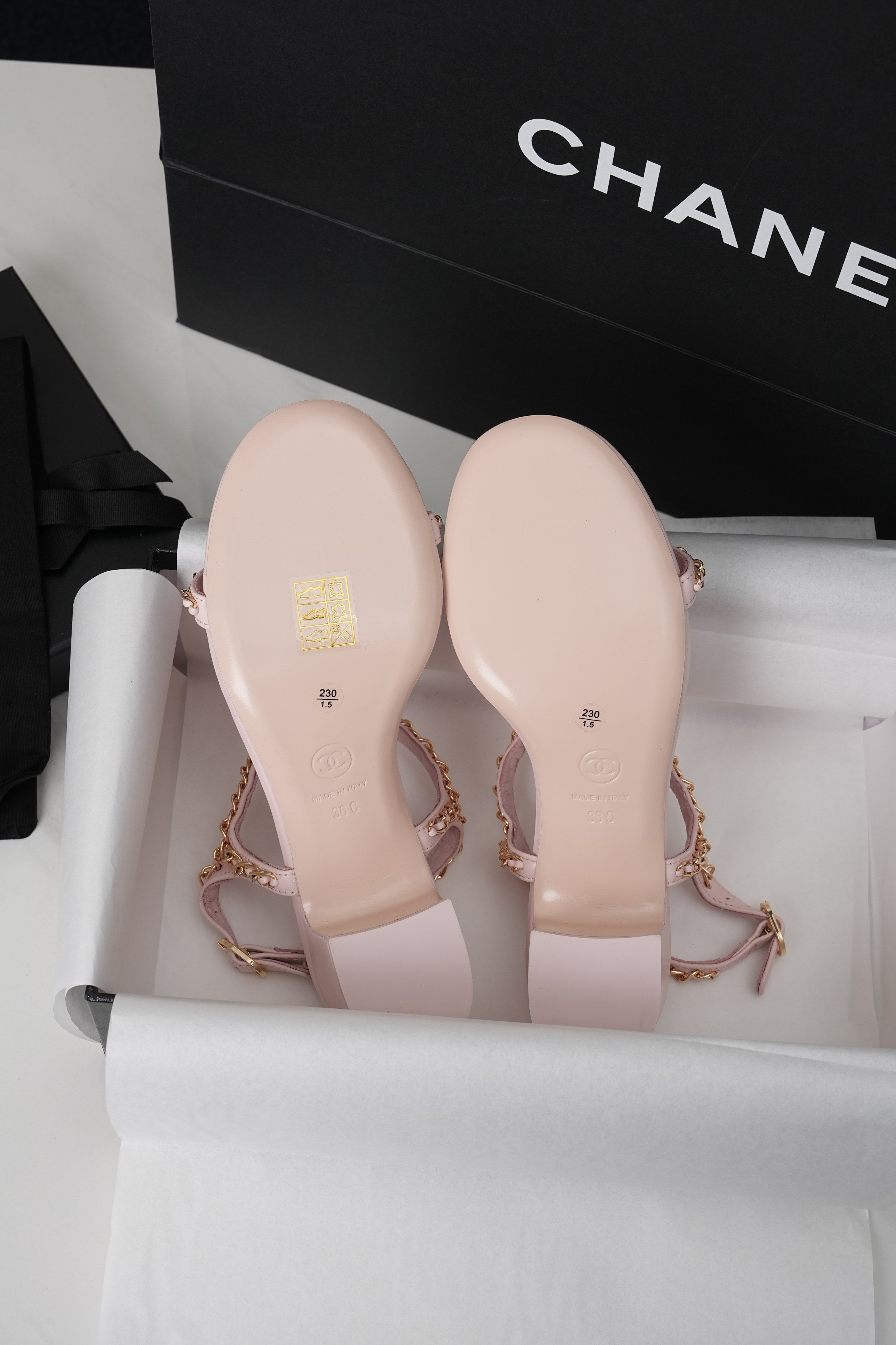 CC 26s Heart CC T-Strap Sandals Light Pink Quilted Leather 964933