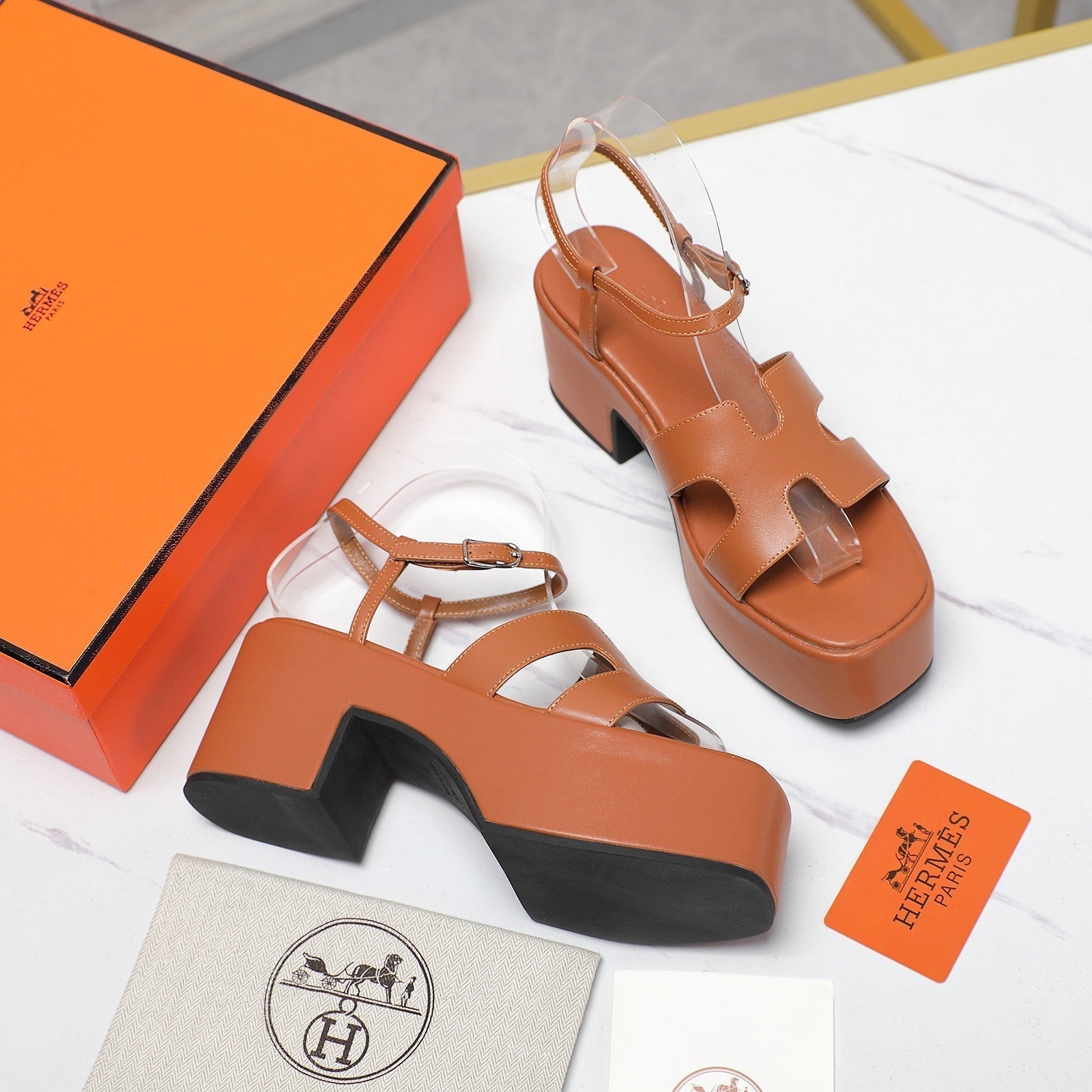 HM Jam 70 sandal In Brown Calfskin 120301