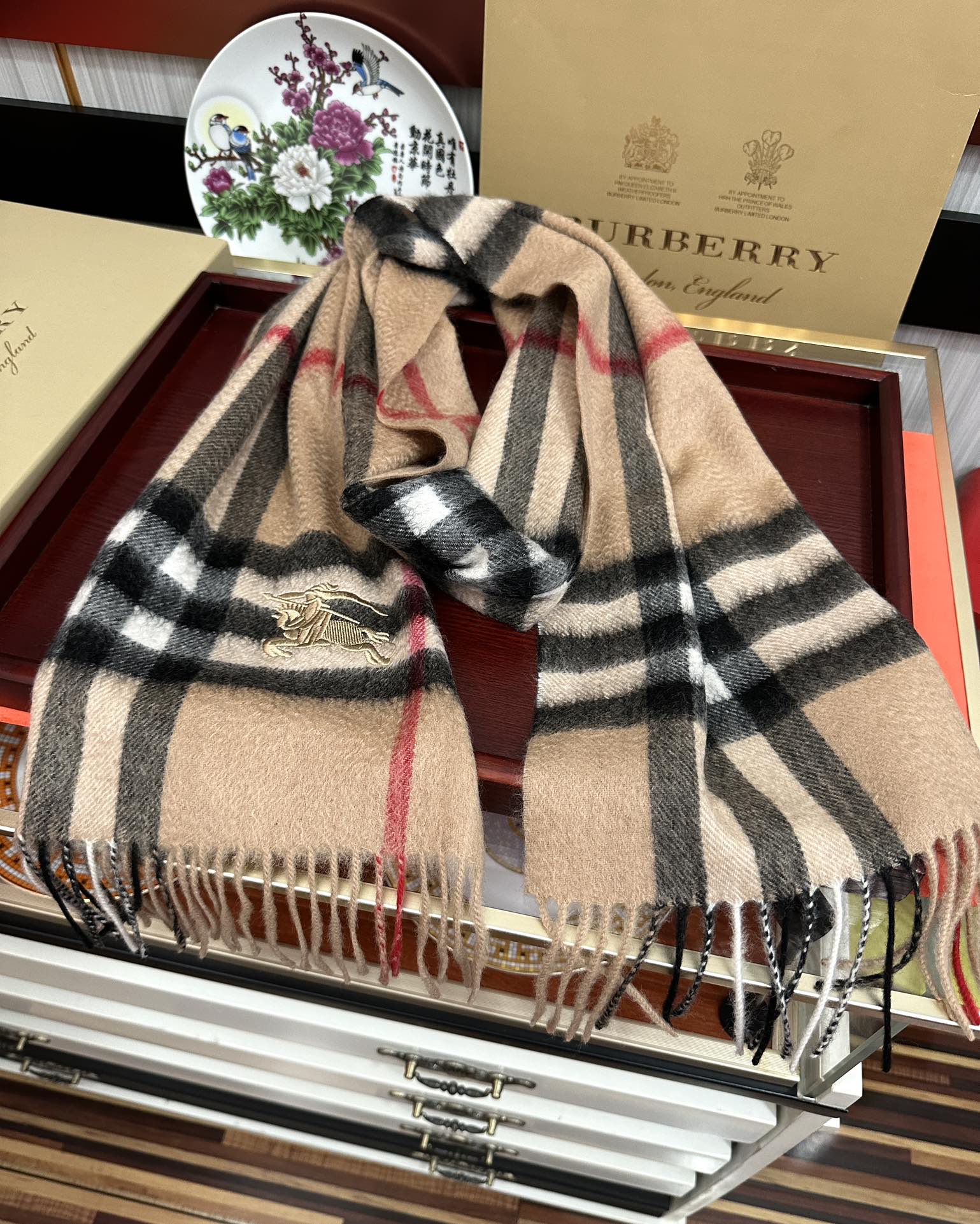BBR Double-Sided Scarf 180CM Beige Cashmere 293003