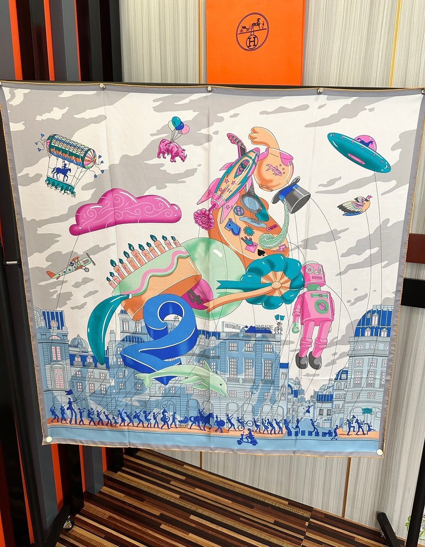 Hermes 26s Printed Square Scarf 90 In Silk 307340