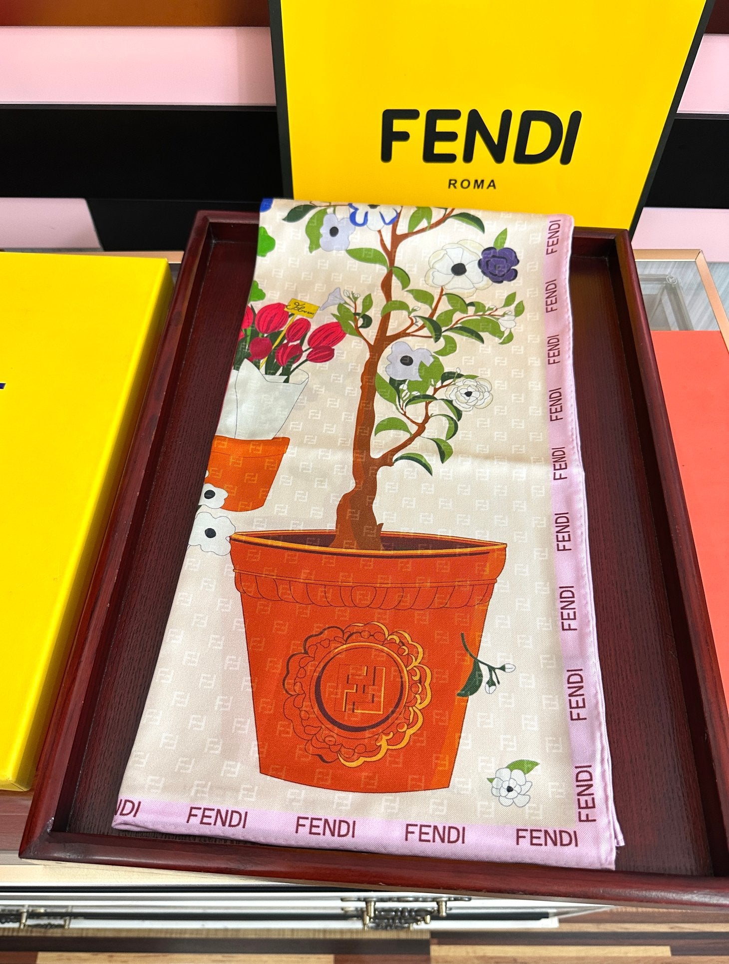 Fendi Scarf 90x90 Colorful Twill Silk 445052