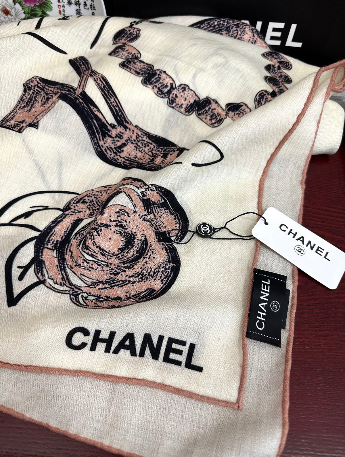 CC Scarf 140x140 Colorful Twill Silk Cashmere 569487