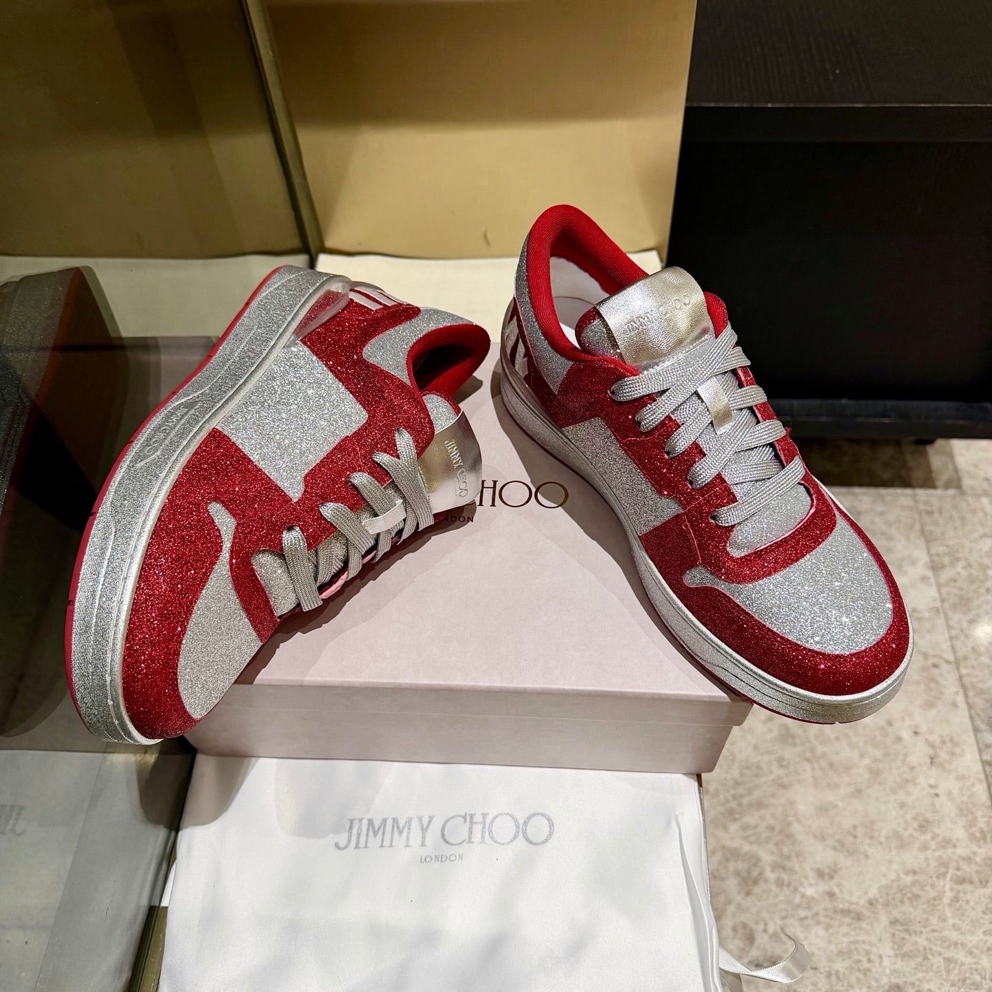 Jimmy Florent Sneaker Red Grey Glitter 715039