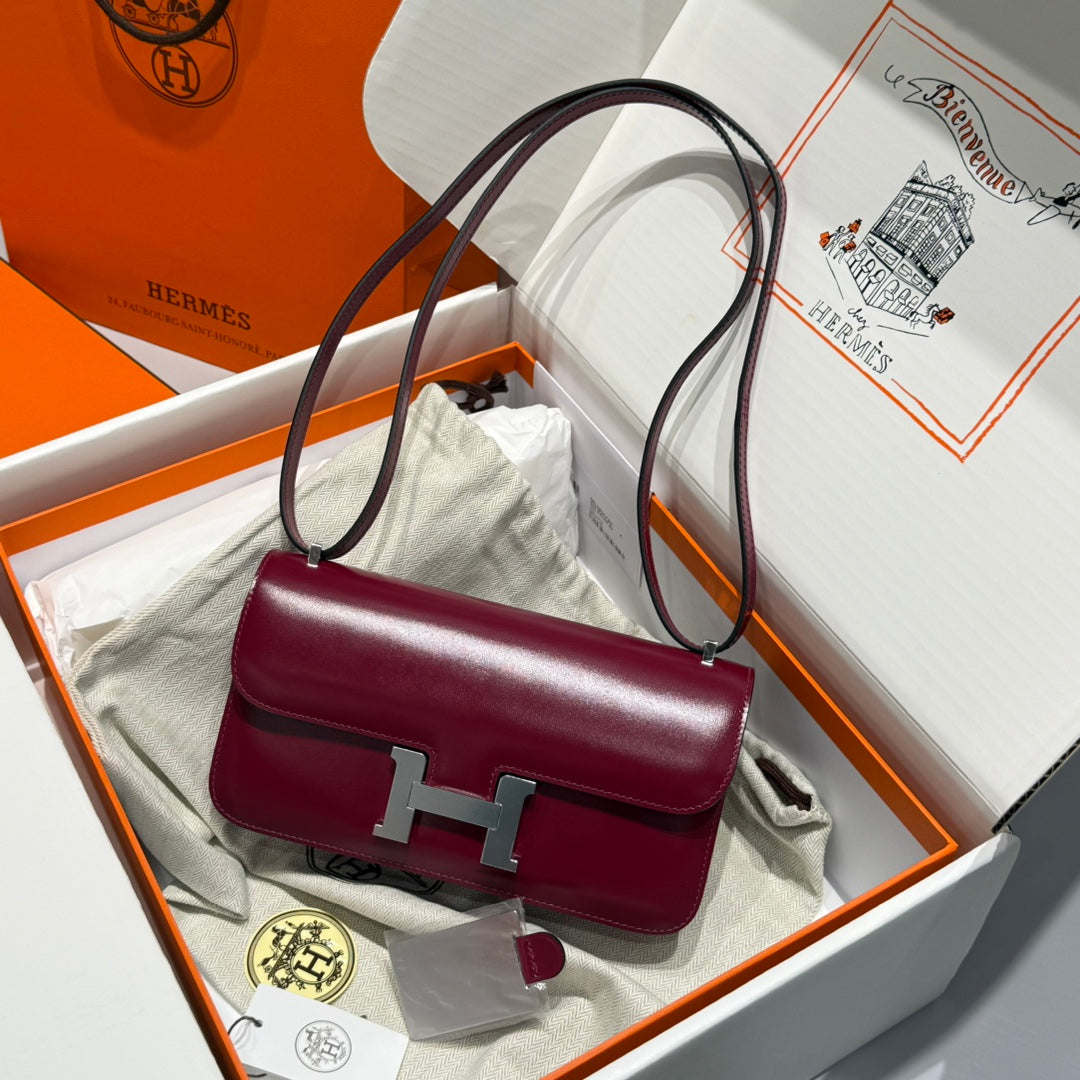 HM Constance Elan 24 Wine Red Epsom Silver Hardware 237350