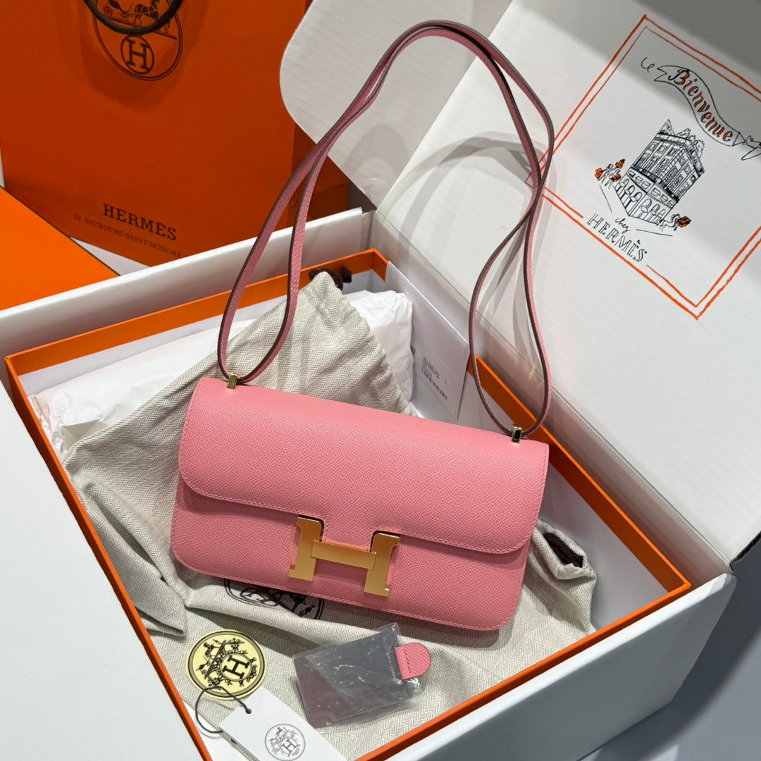 HM Constance Elan 24 Salmon Pink Epsom Gold Hardware 237346