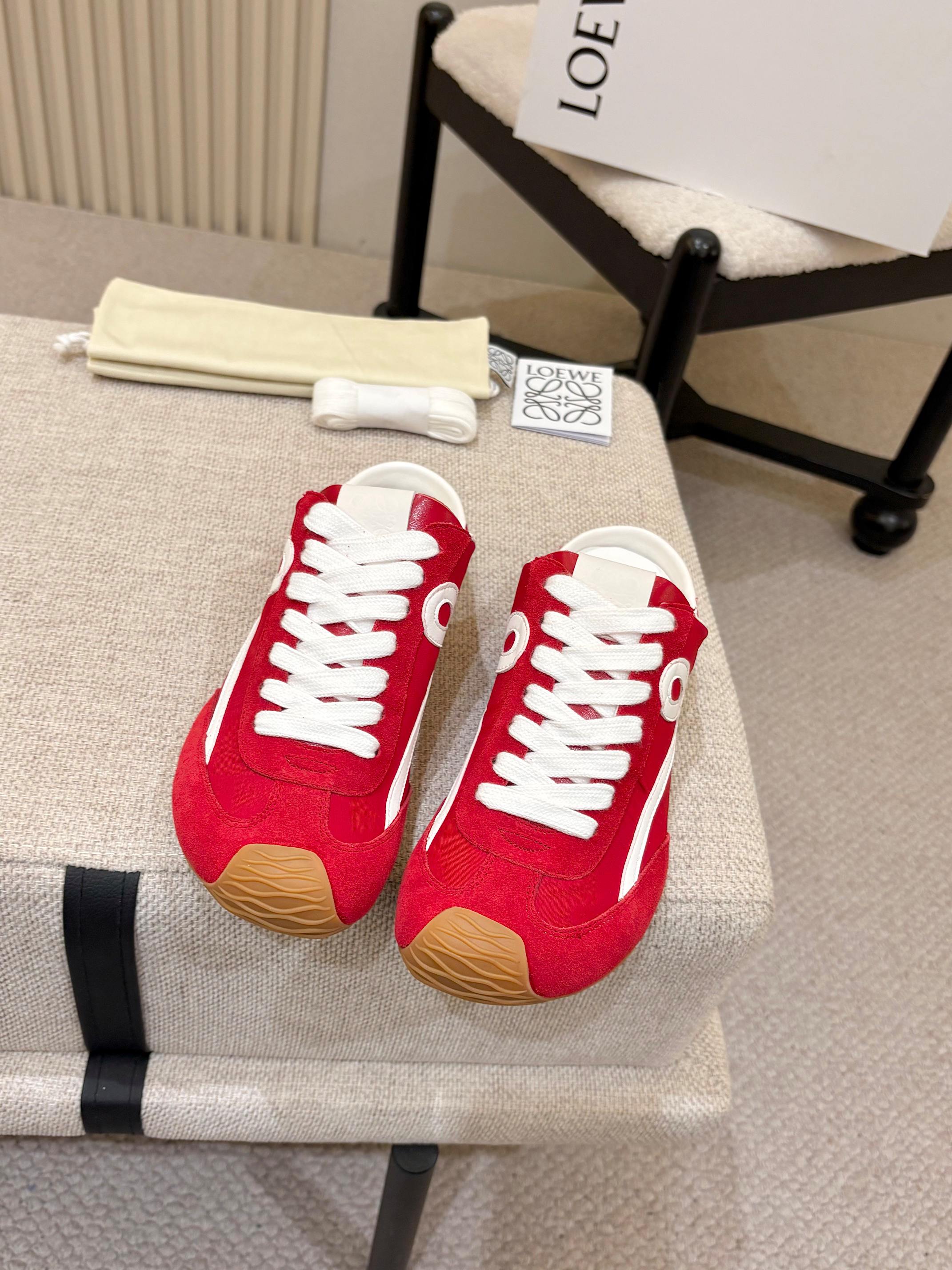 Loewe Ballet Runner Slip-On Red Suede Nylon 833799