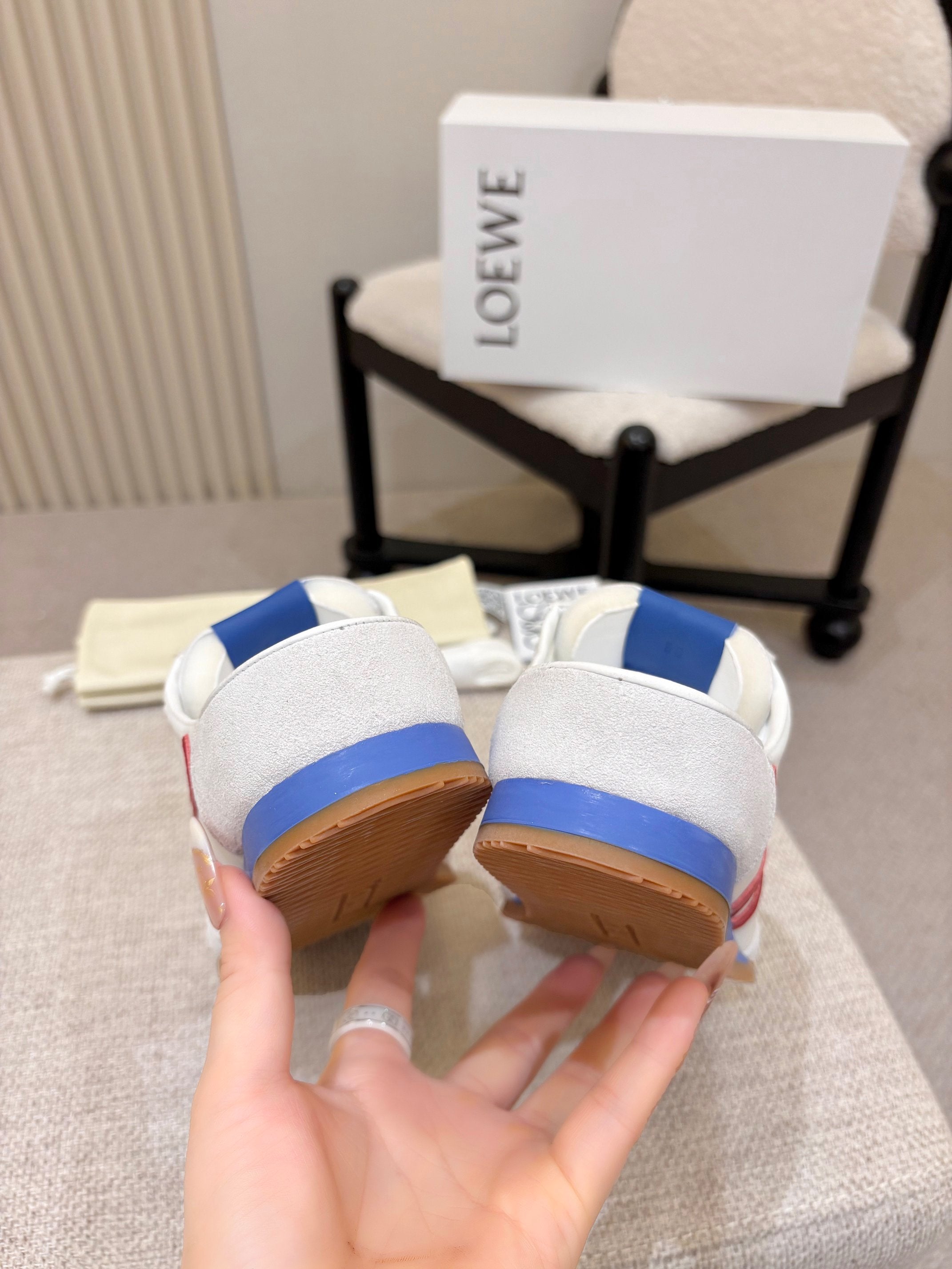 Loewe Ballet Runner Slip-On Light Grey White Suede Nylon 833798