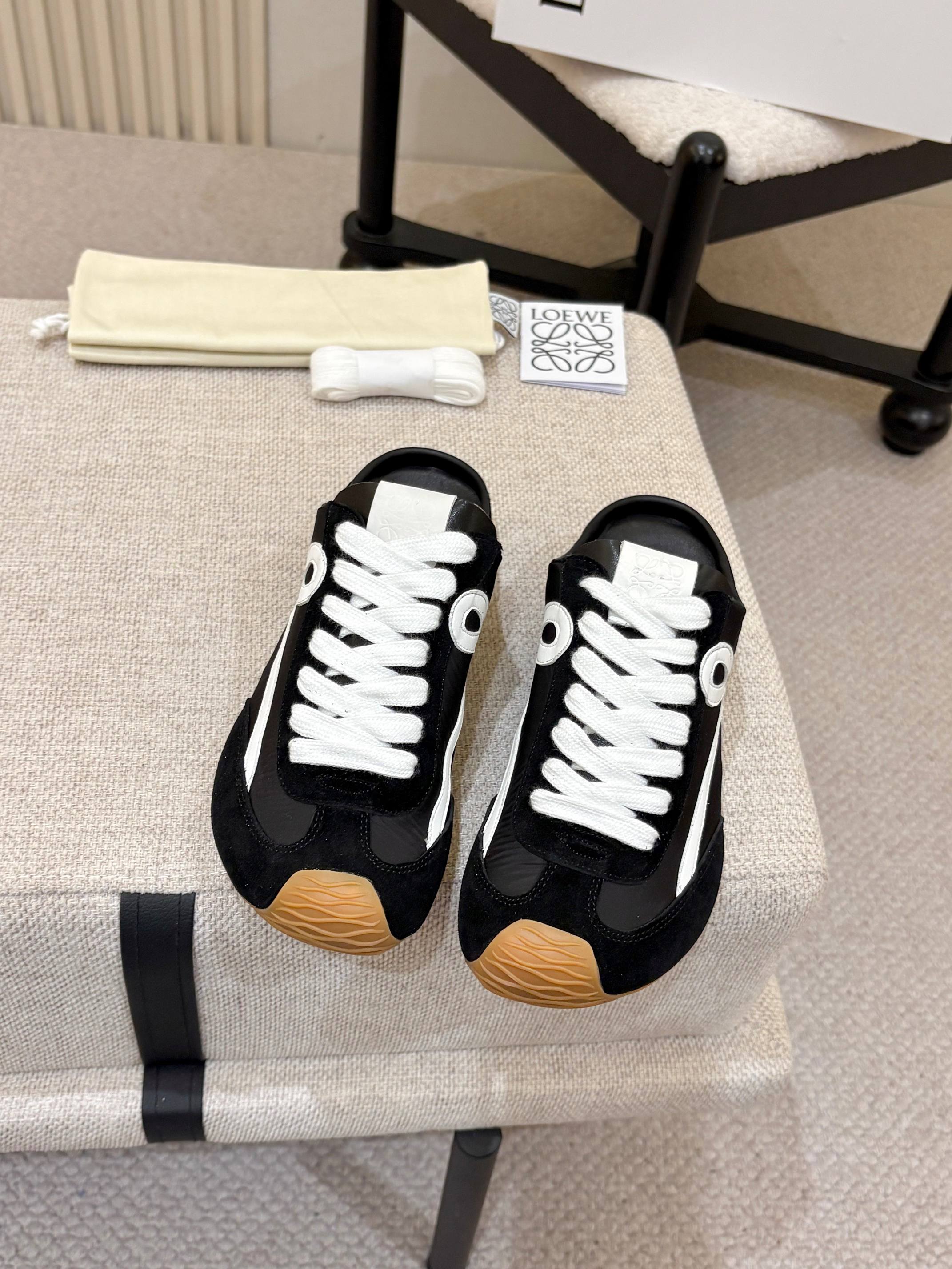 Loewe Ballet Runner Slip-On Black Suede Nylon 833800
