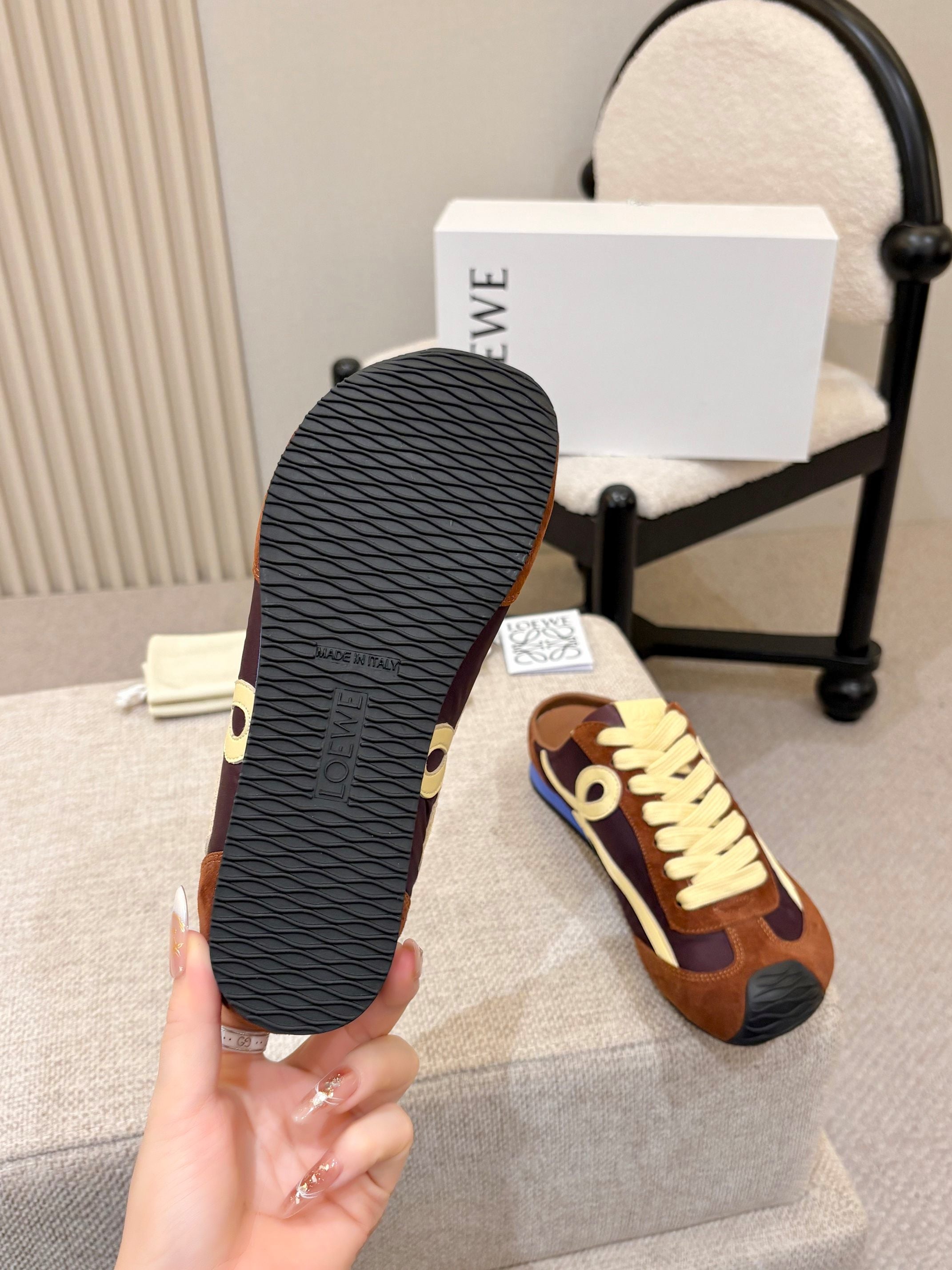 Loewe Ballet Runner Slip-On Coffee Suede Nylon 833801
