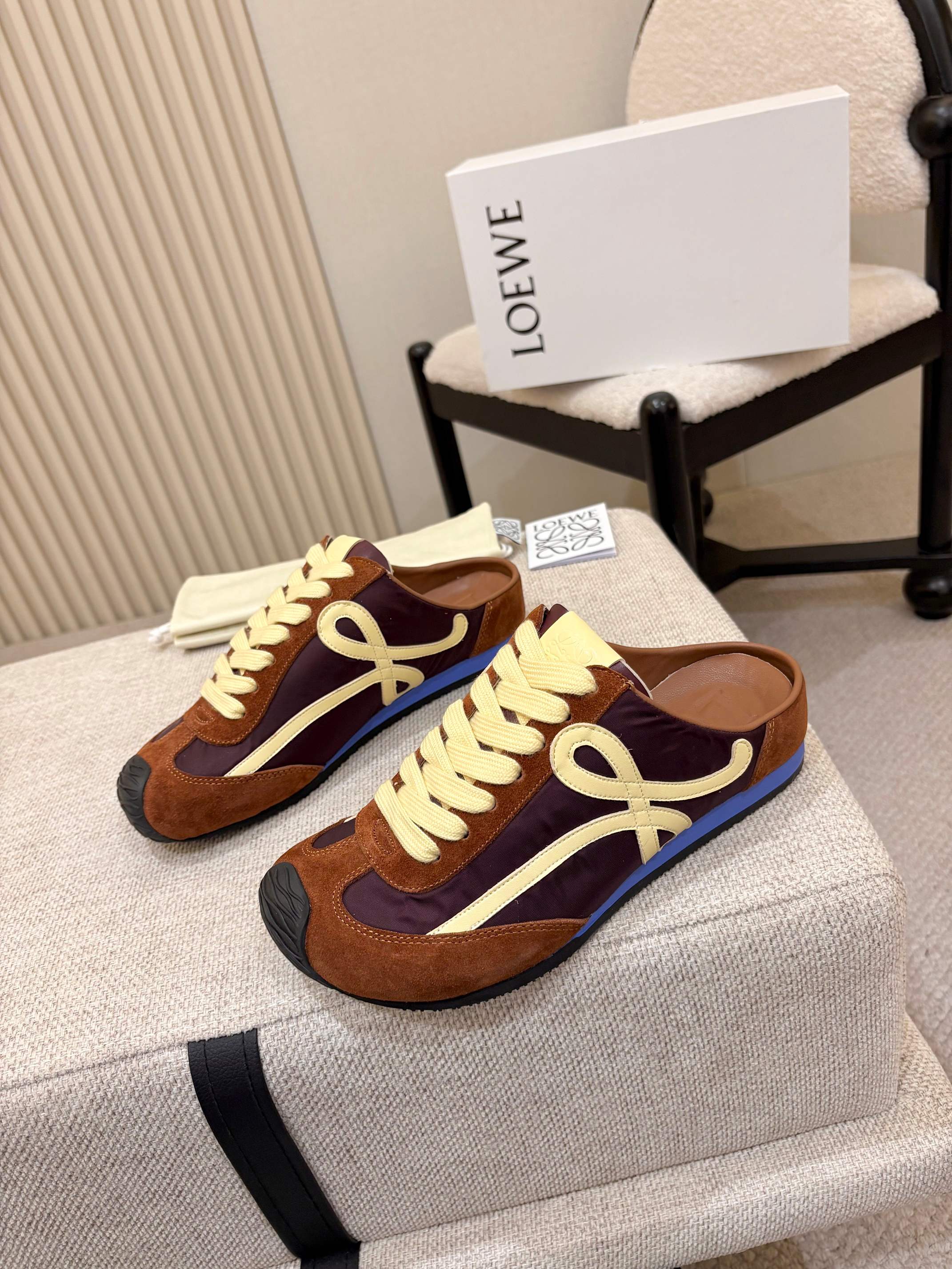 Loewe Ballet Runner Slip-On Coffee Suede Nylon 833801