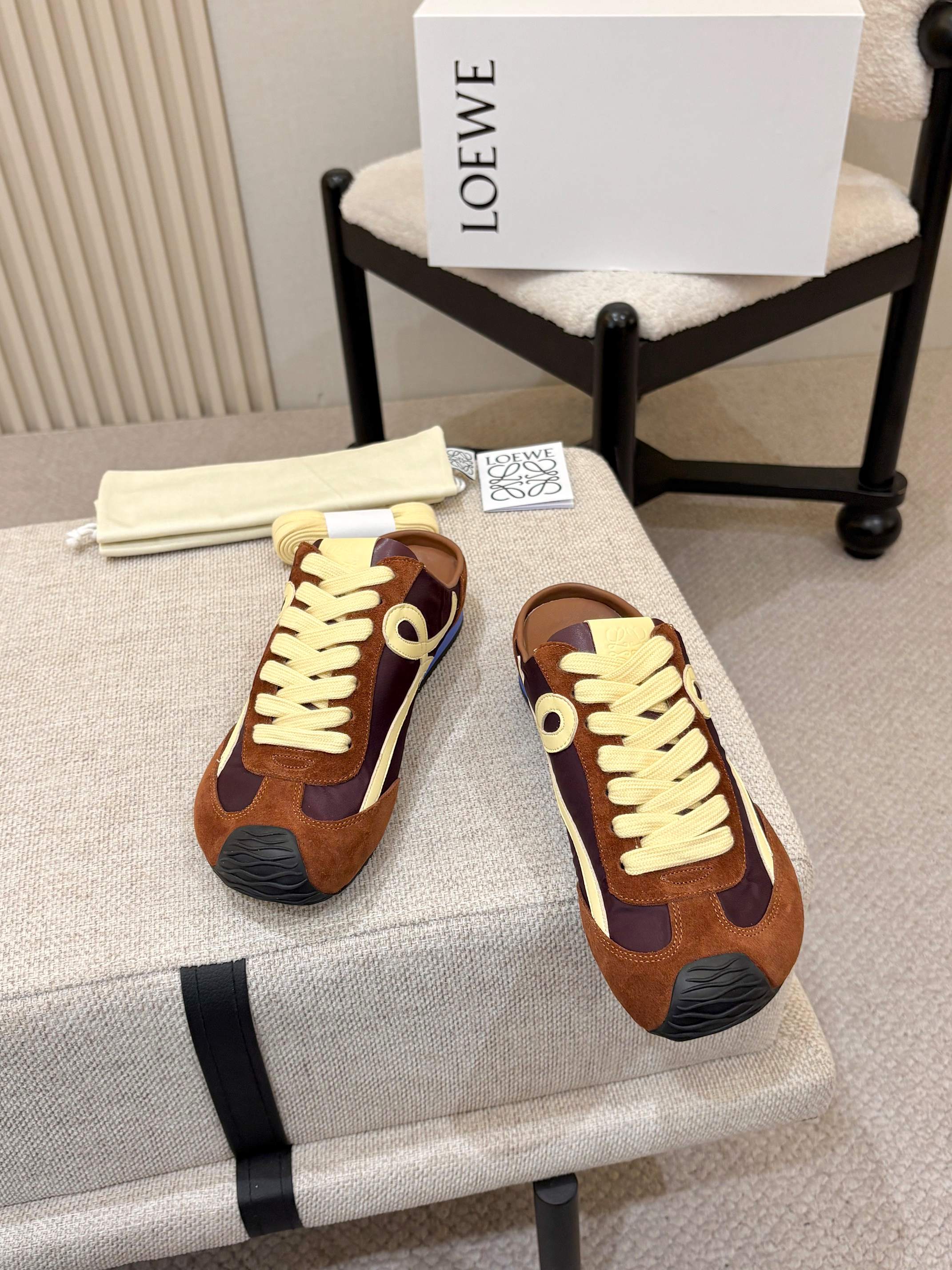 Loewe Ballet Runner Slip-On Coffee Suede Nylon 833801