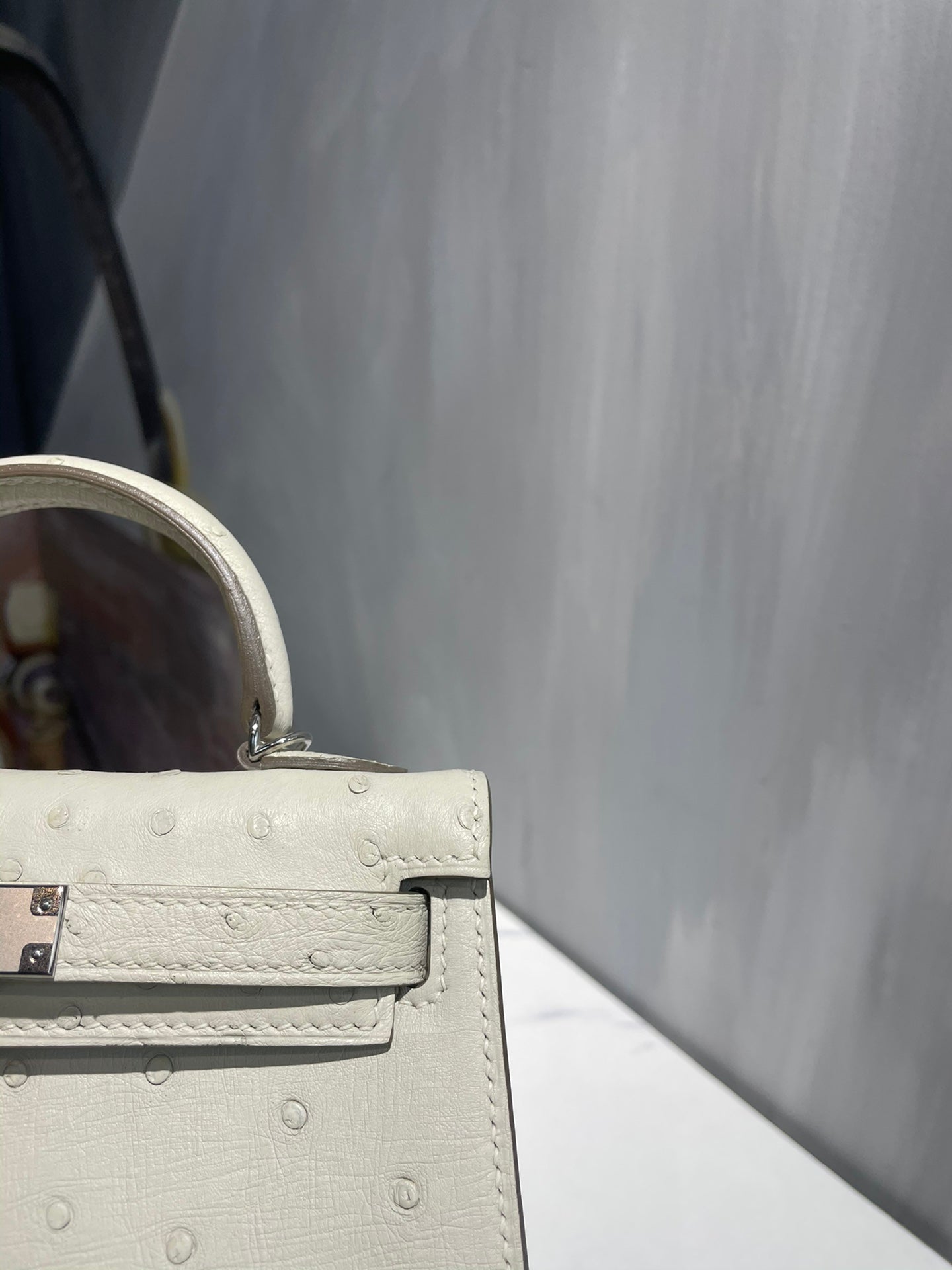 Hermes Kelly 19 Sellier Off White Ostrich Leather Bag Sliver Hardware (need 25 day to produce) 270341