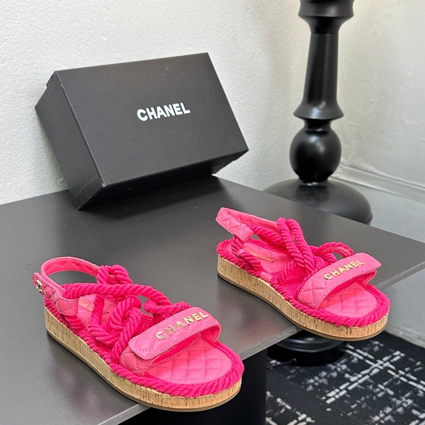 CC Sandals Pink Rope Lambskin 331278